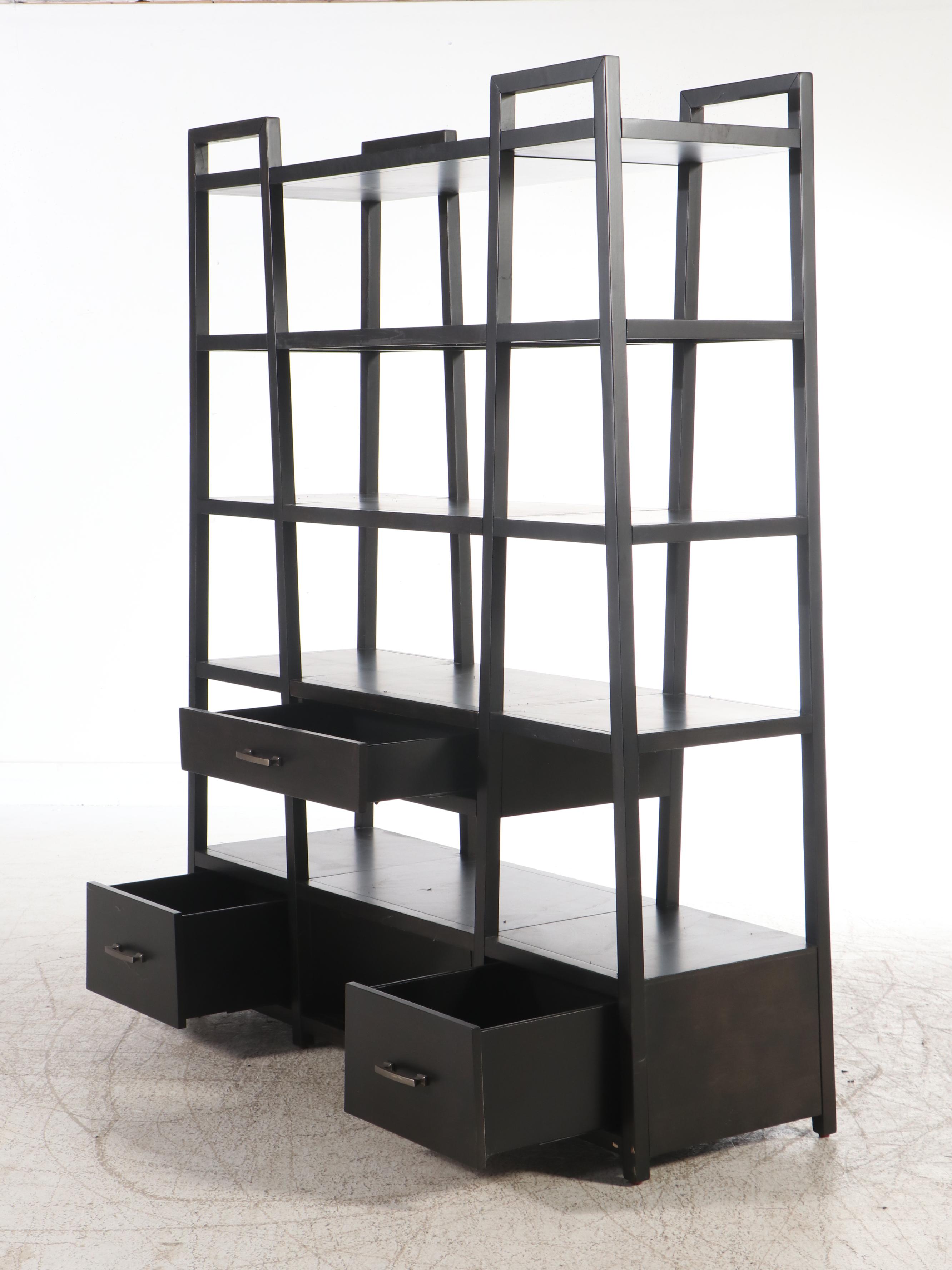 Contemporary Black Curio Display Shelf