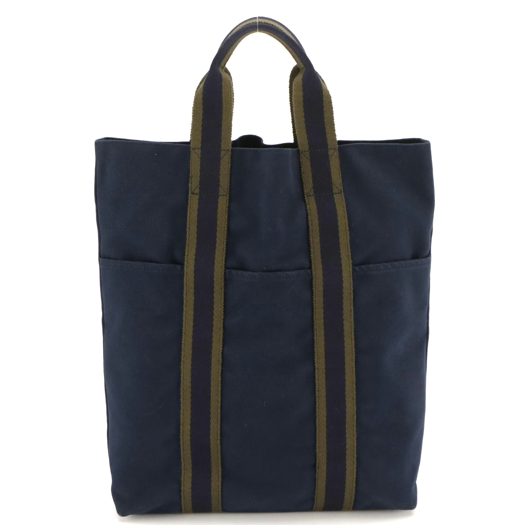 Hermès Cabas Canvas Fourre Tout PM in Navy/Olive Green