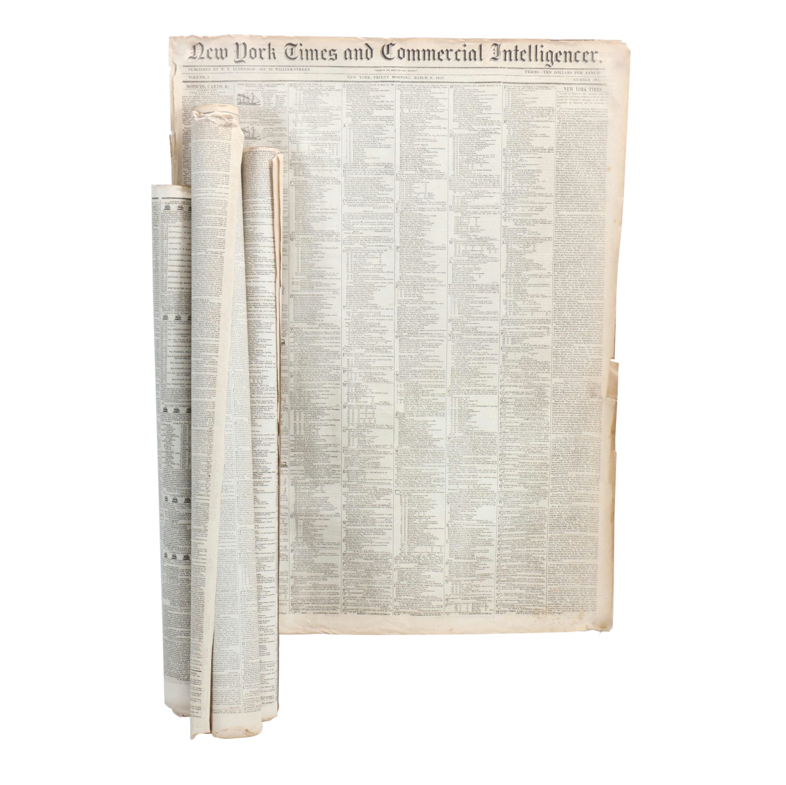 "New York Times and Commercial Intelligencer" and More 19th Century Newspapers