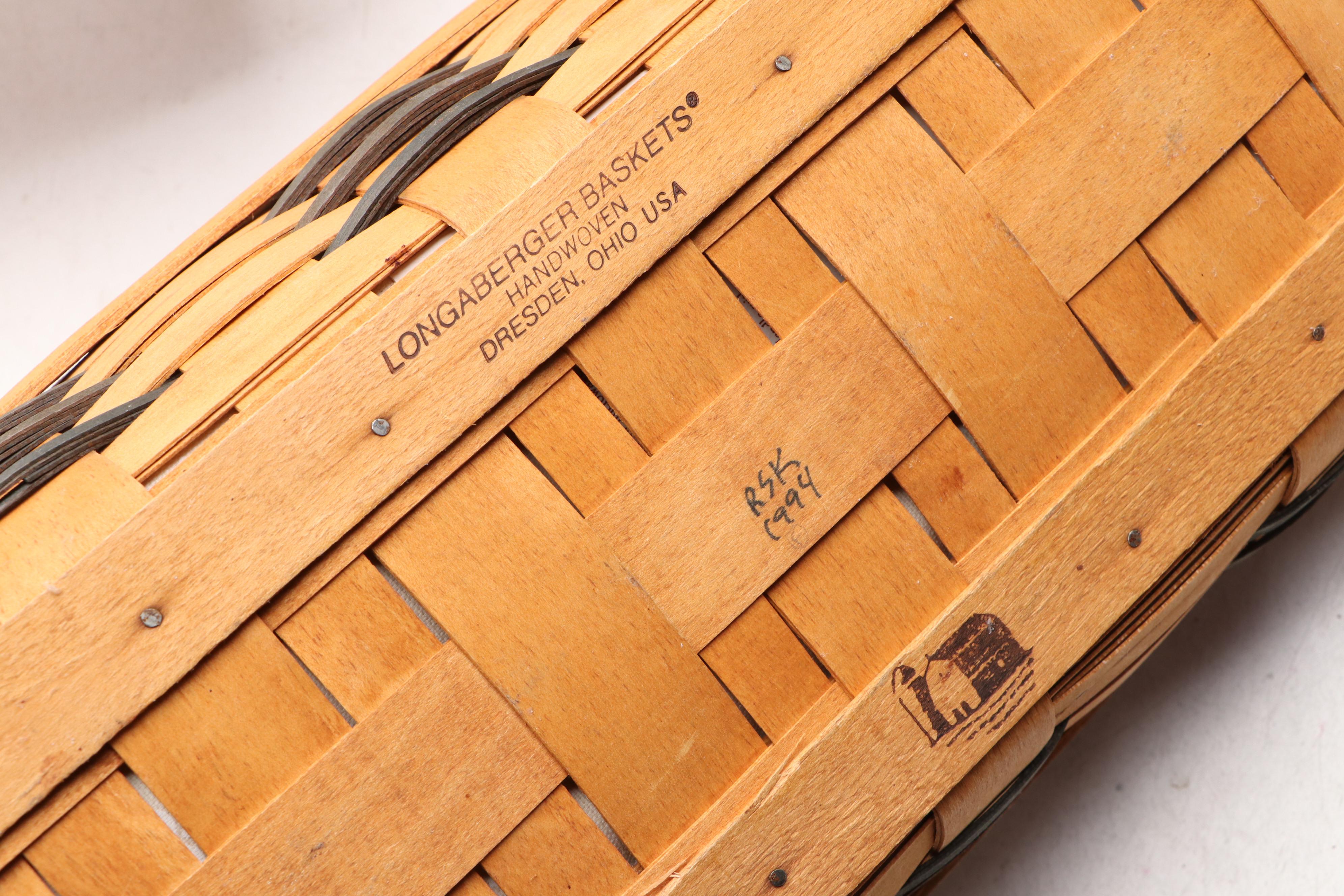Longaberger and Other Wooden Baskets with Plastic and Fabric Insterts
