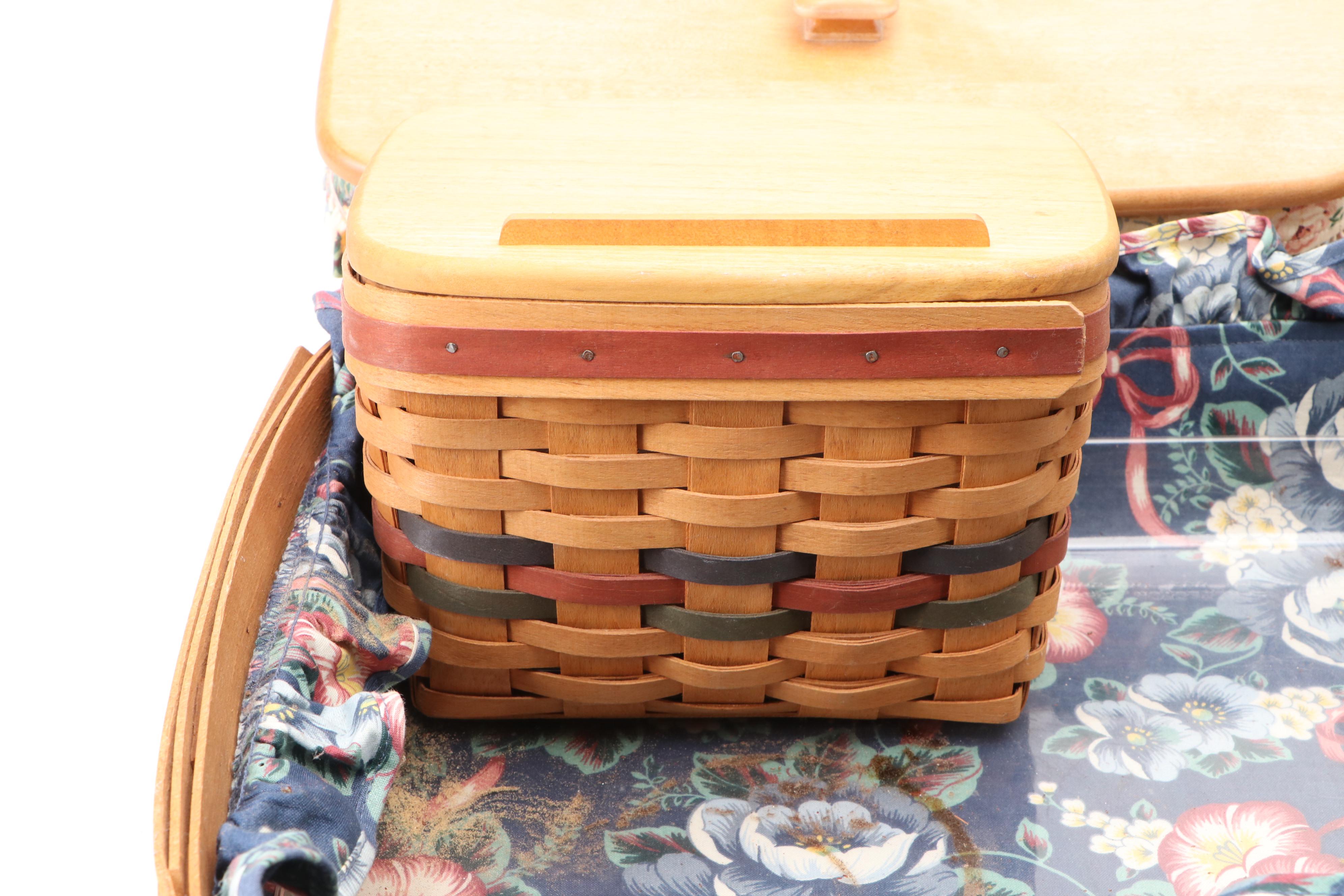 Longaberger and Other Wooden Baskets with Plastic and Fabric Insterts