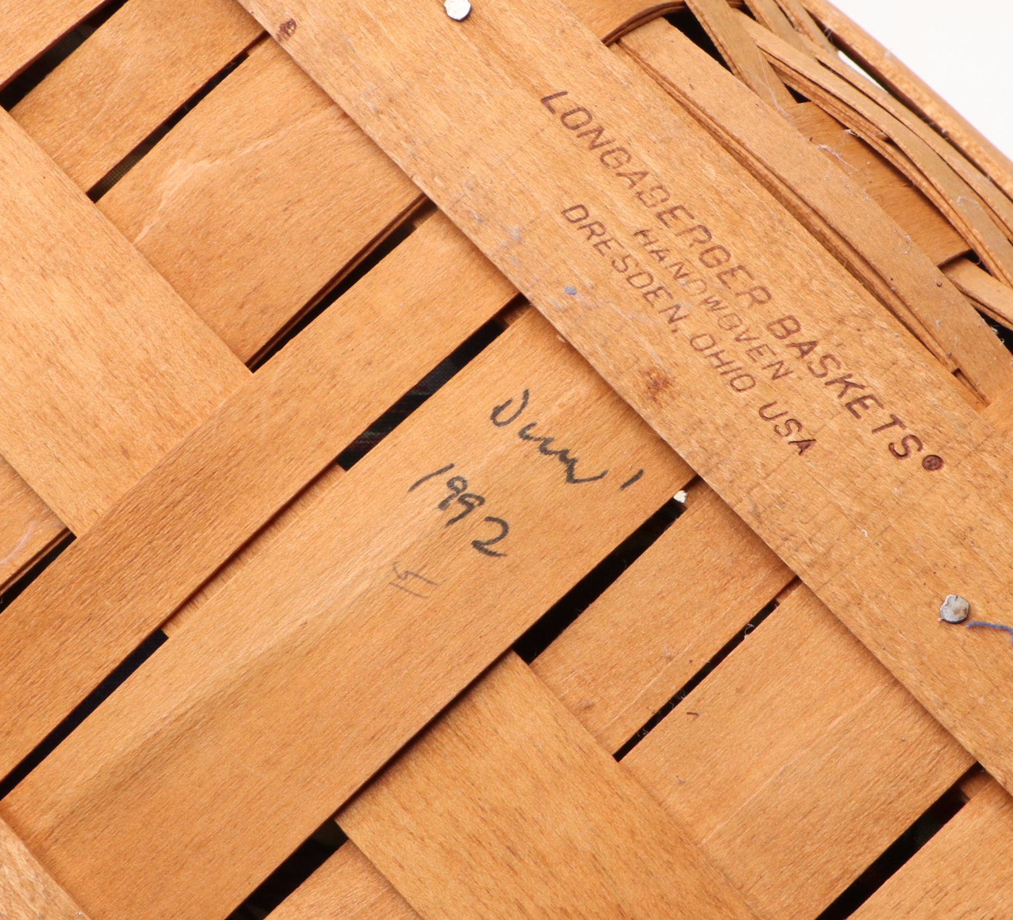 Longaberger and Other Wooden Baskets with Plastic and Fabric Insterts