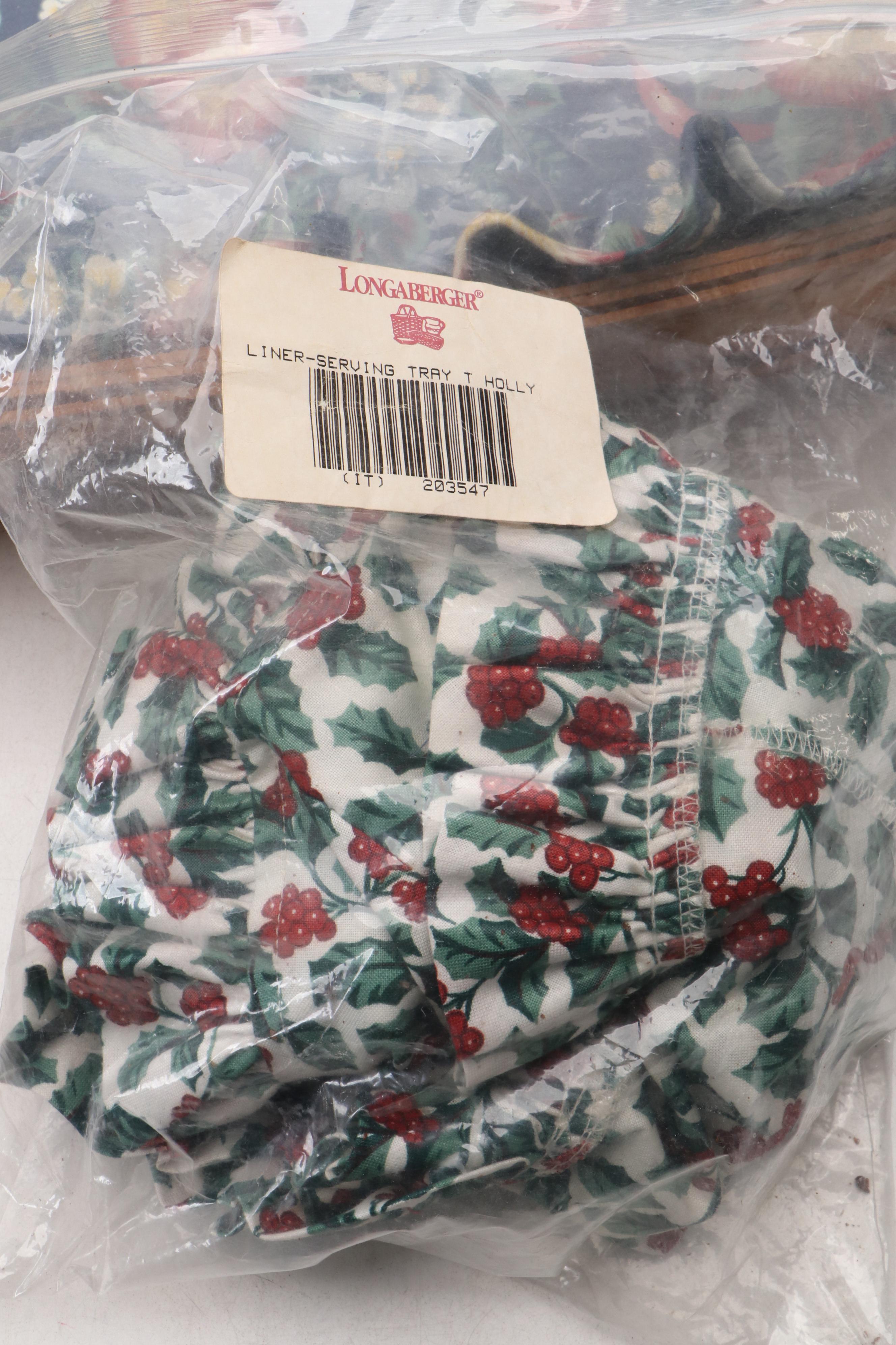 Longaberger and Other Wooden Baskets with Plastic and Fabric Insterts