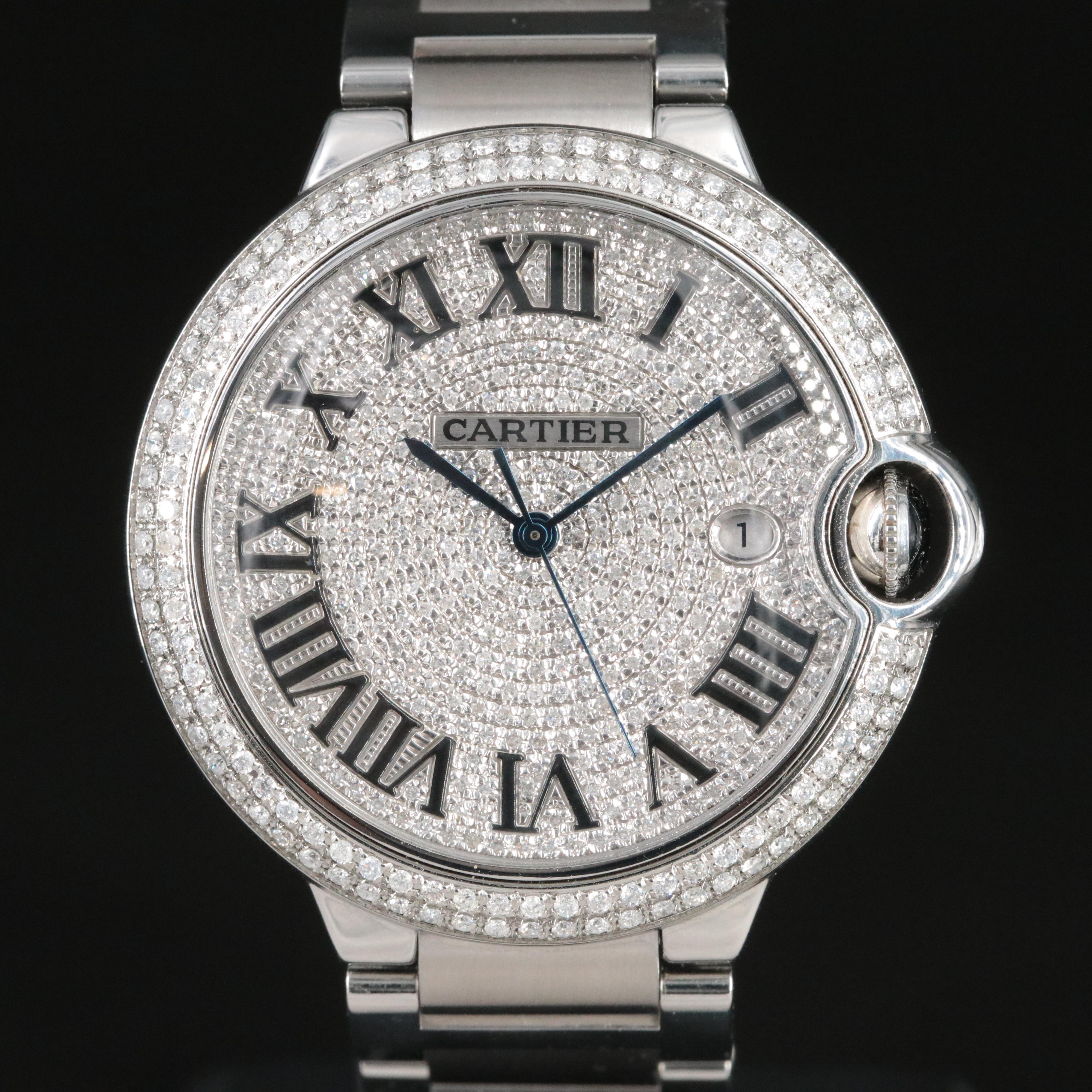 Cartier Ballon Bleu Diamonds Steel 42mm Automatic Watch