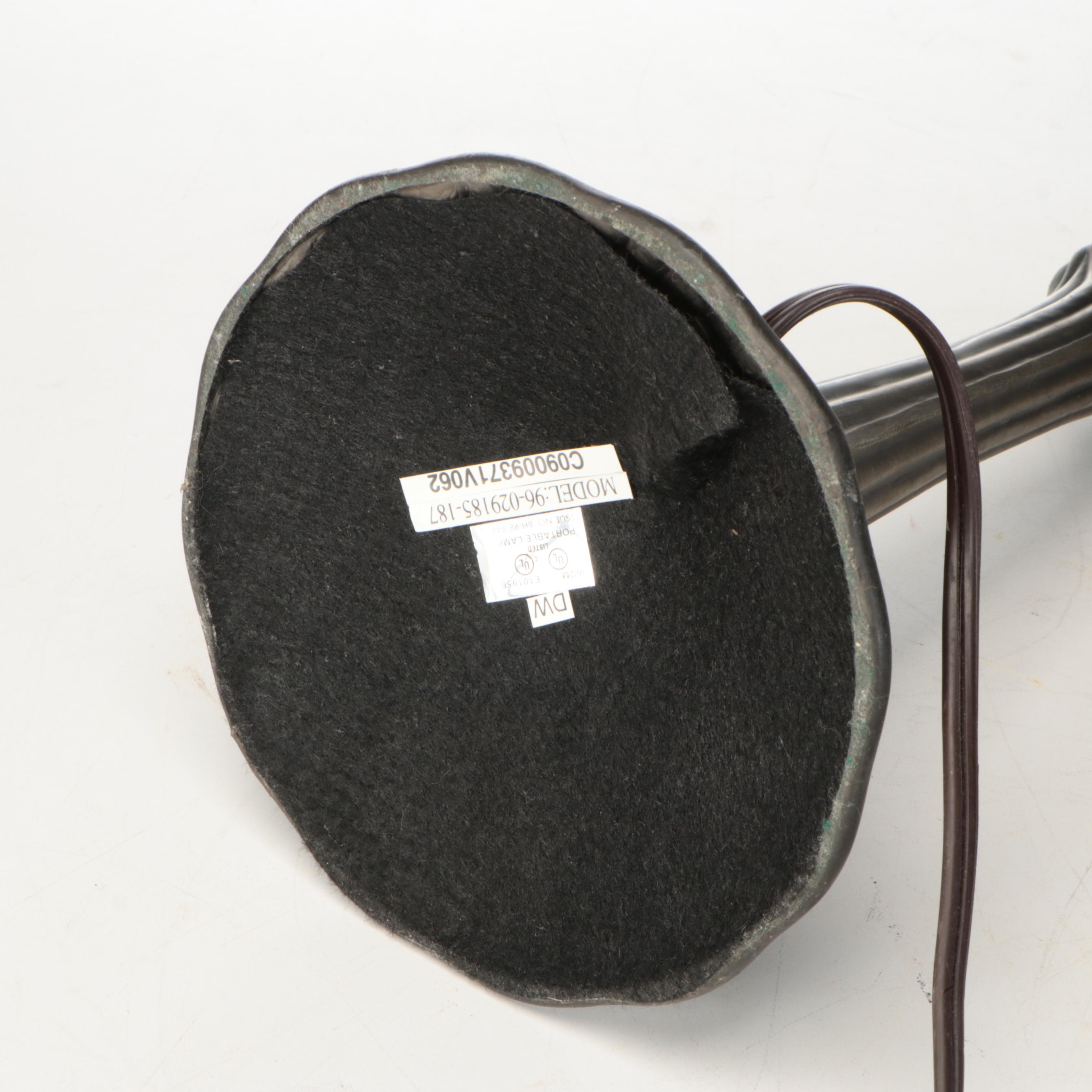 Art Nouveau Style Table Lamp with Morning Glory Slag Glass Shade