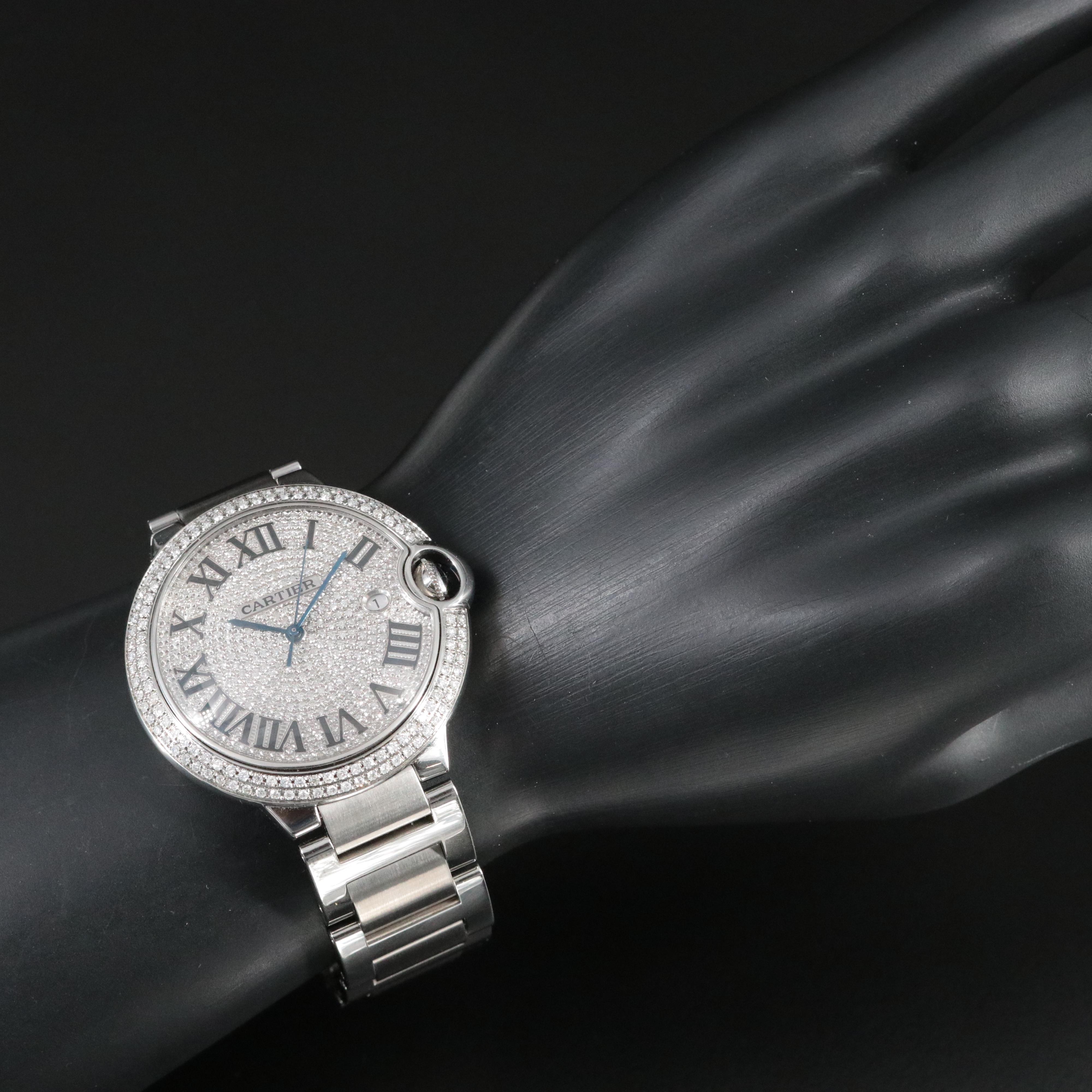 Cartier Ballon Bleu Diamonds Steel 42mm Automatic Watch