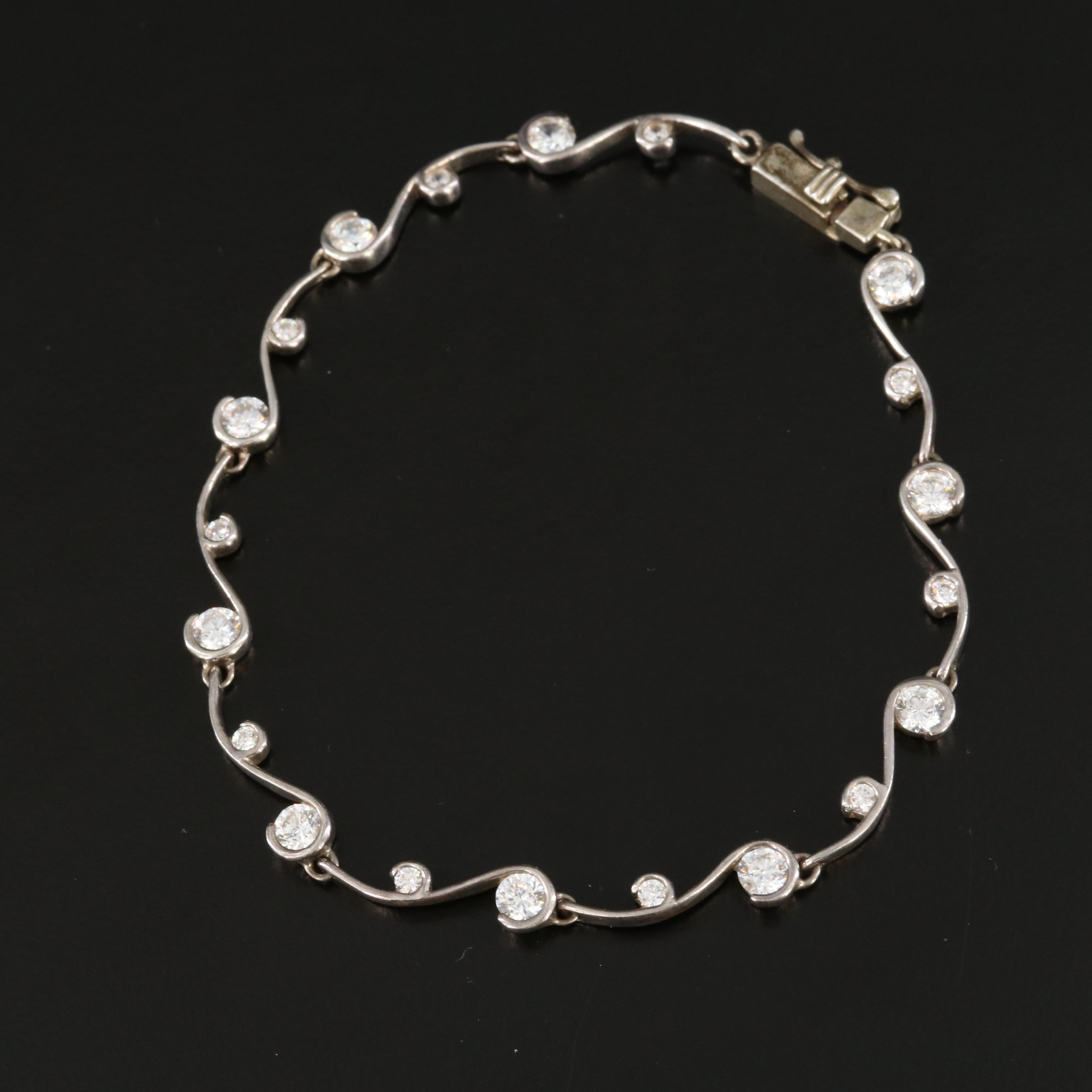 Sterling CZ Wave Link Bracelet