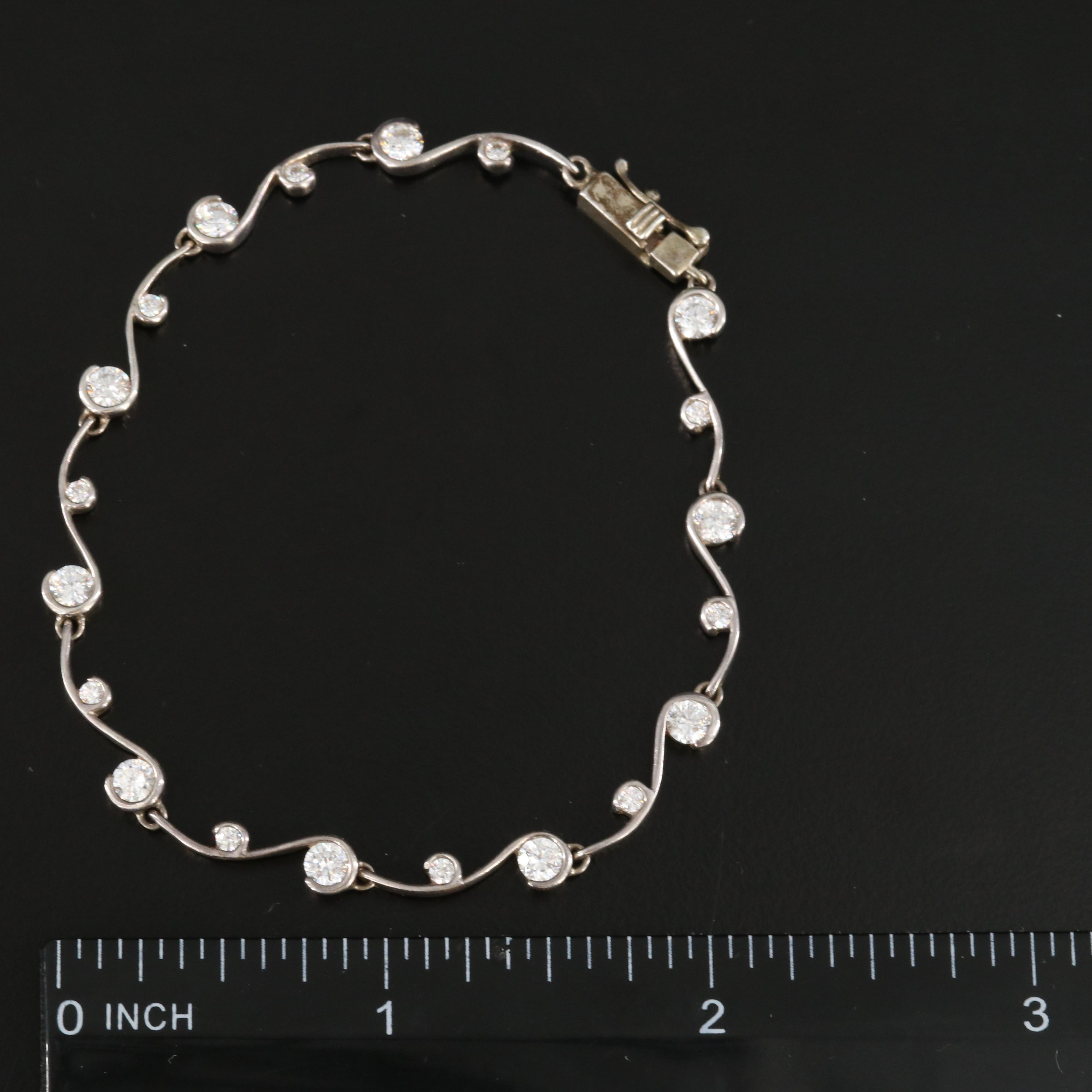 Sterling CZ Wave Link Bracelet