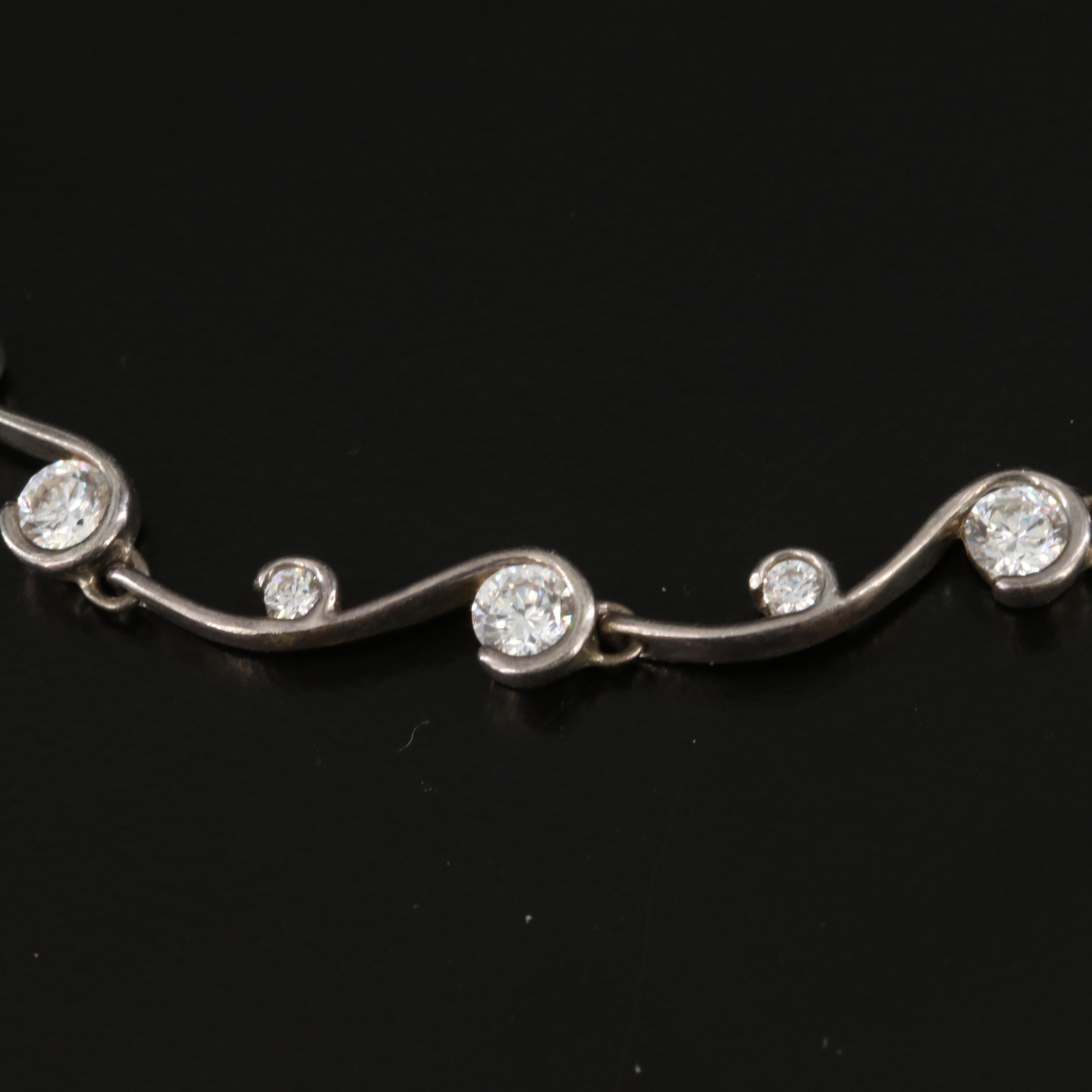 Sterling CZ Wave Link Bracelet
