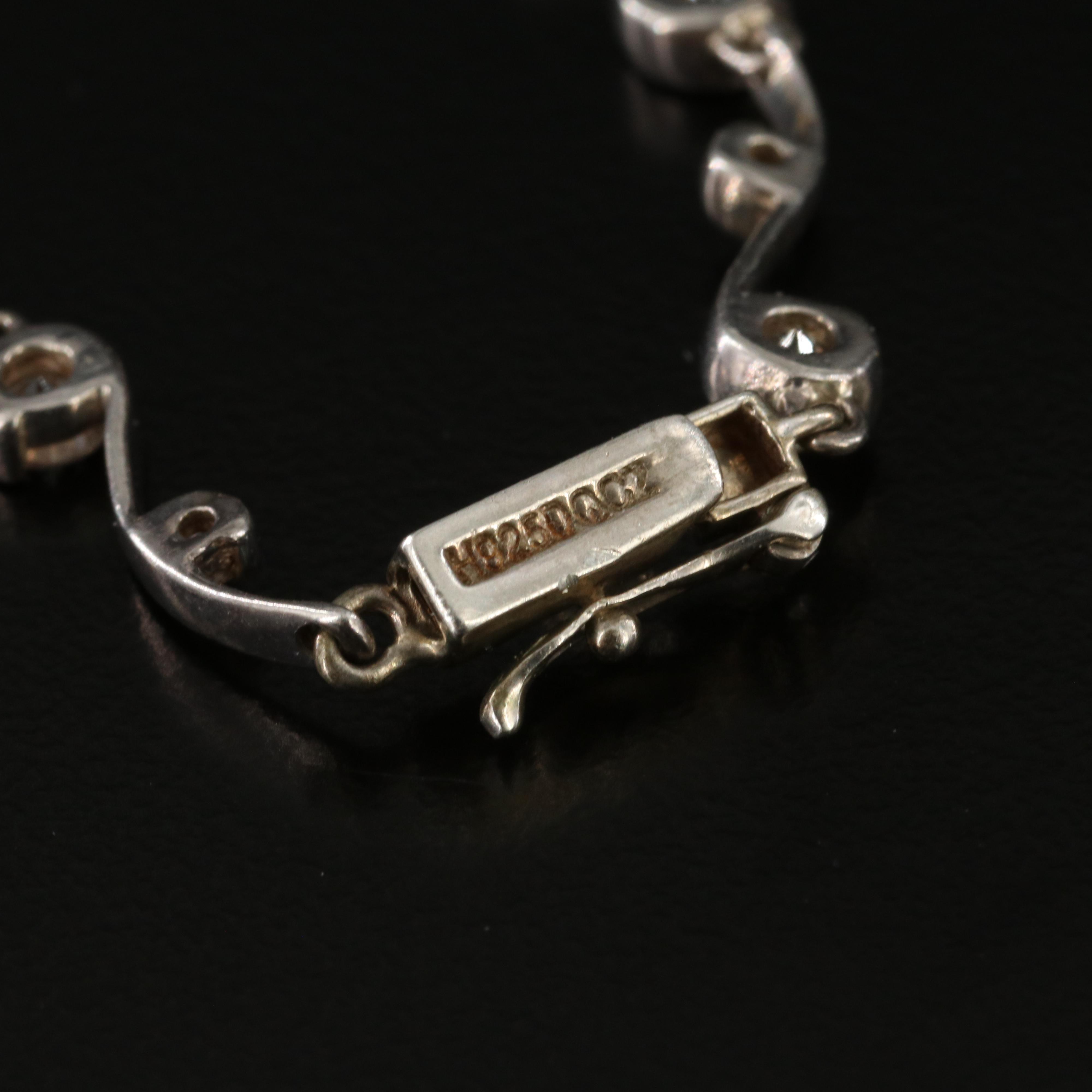 Sterling CZ Wave Link Bracelet