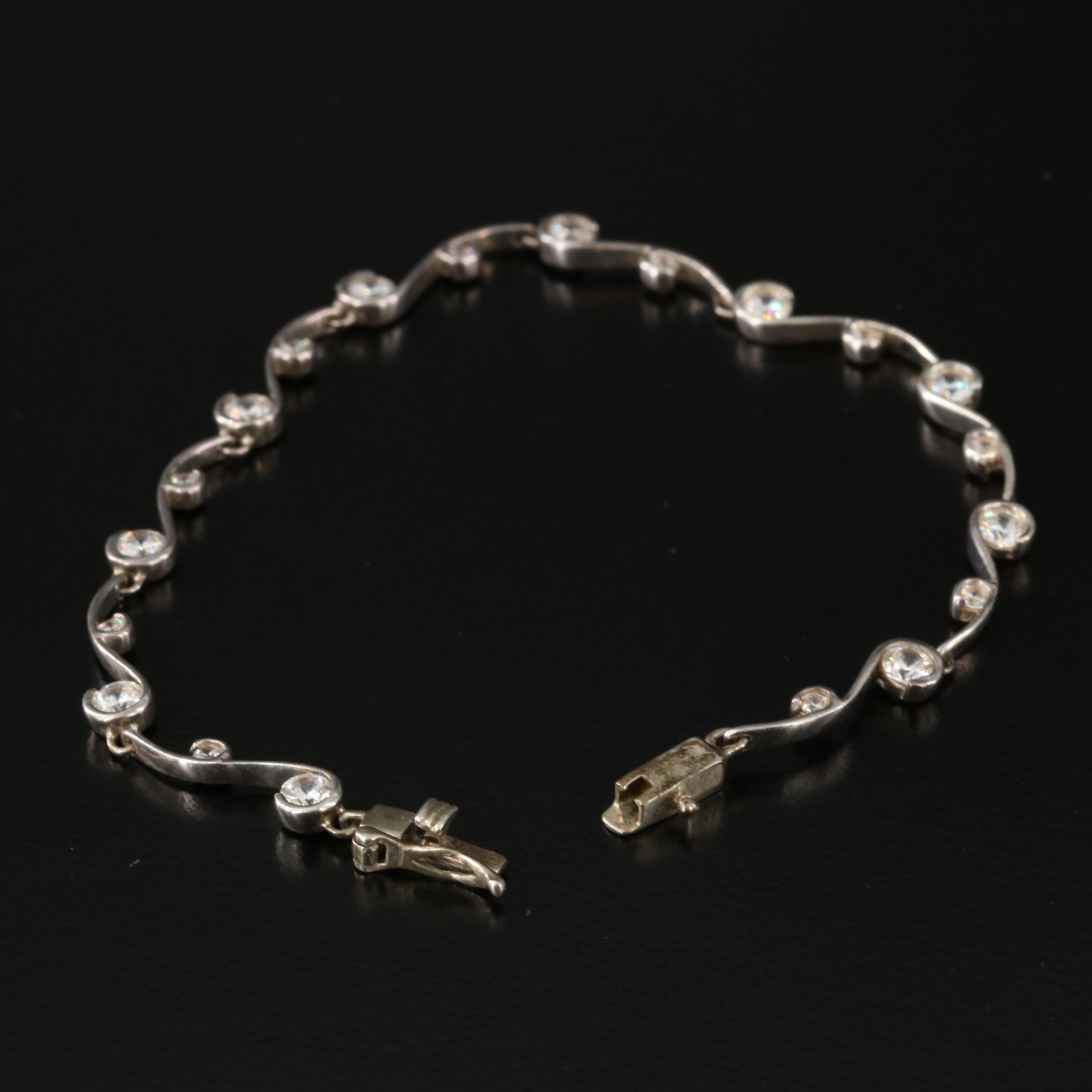 Sterling CZ Wave Link Bracelet