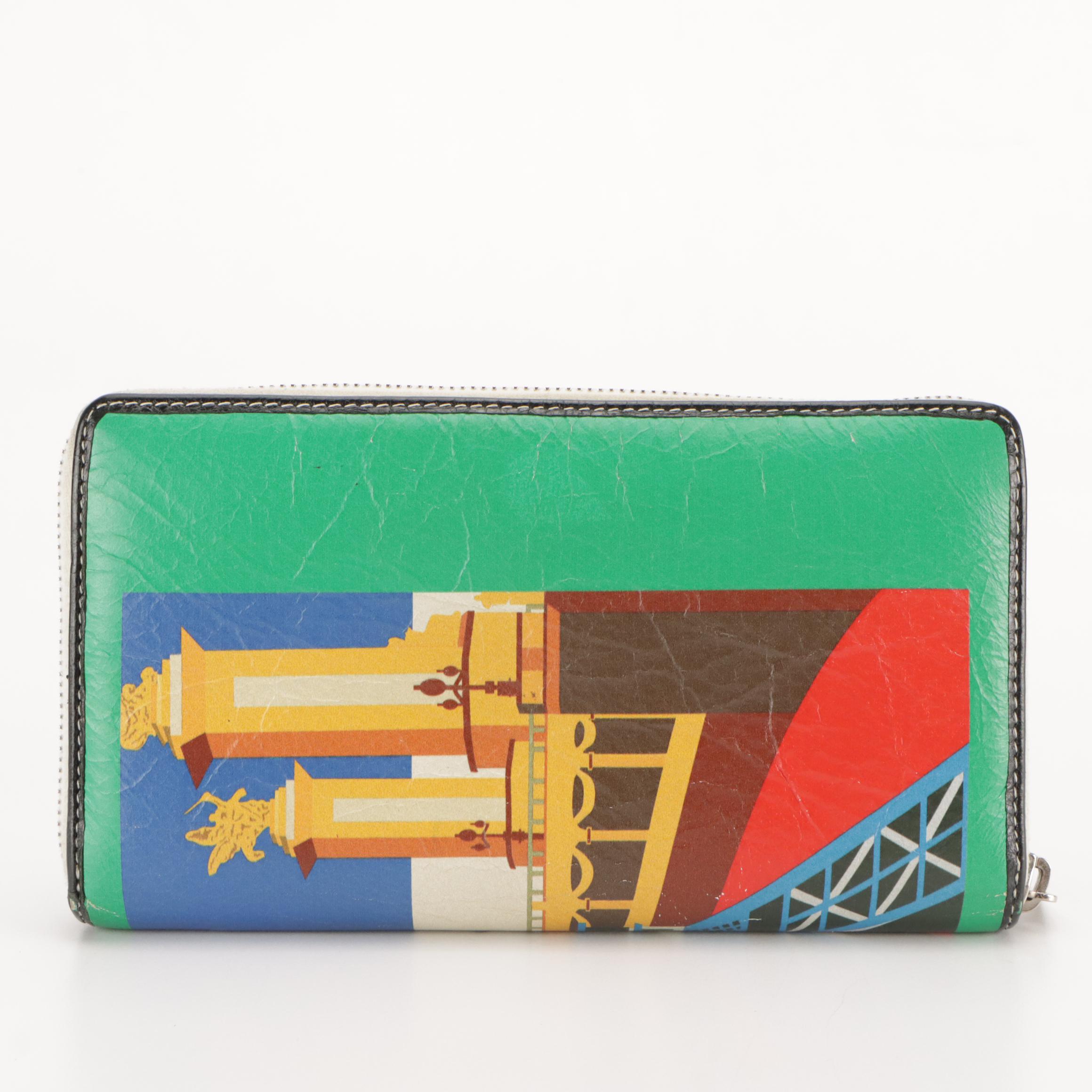 Balenciaga Paris Bazar Zip-Around Wallet in Crinkled Calfskin Leather