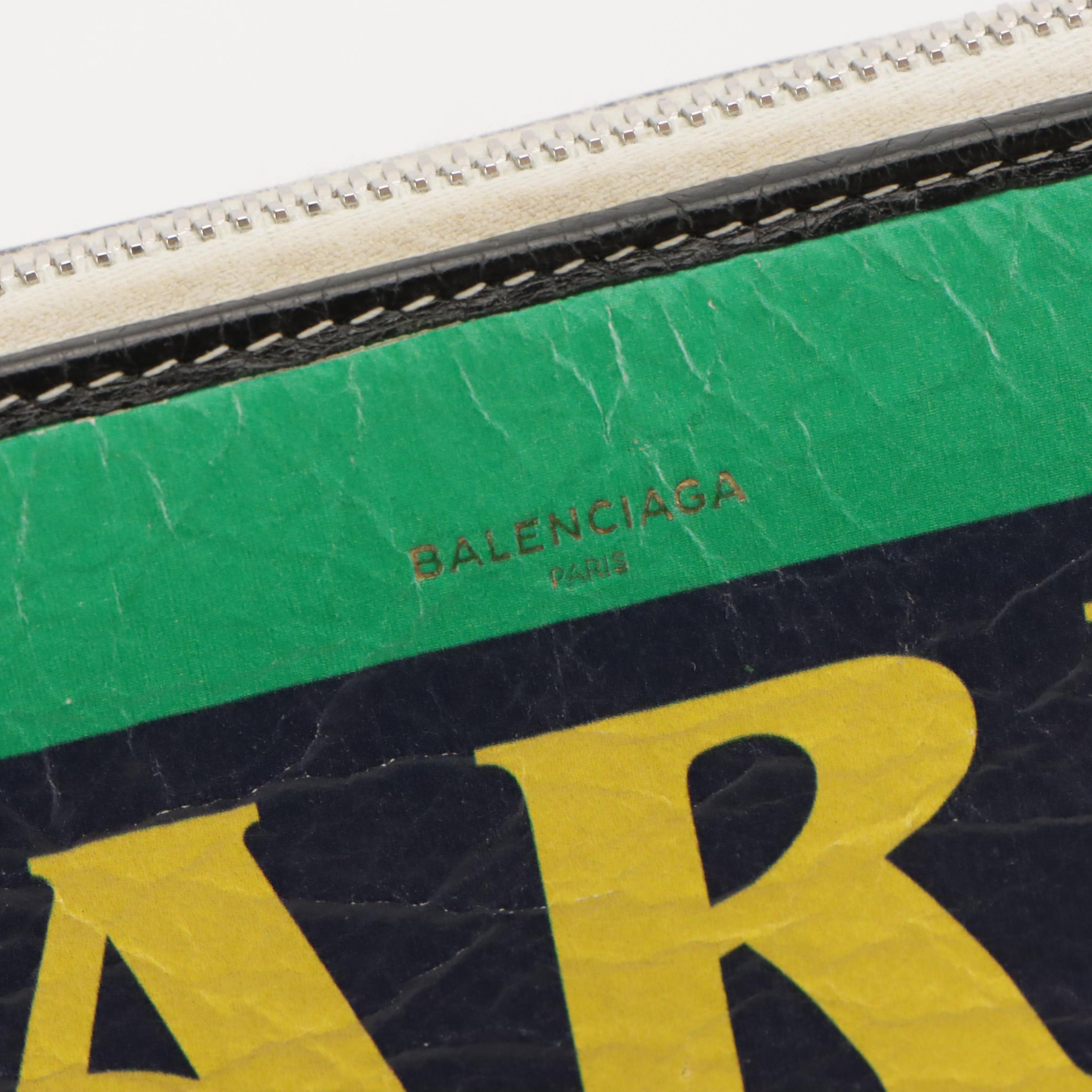 Balenciaga Paris Bazar Zip-Around Wallet in Crinkled Calfskin Leather