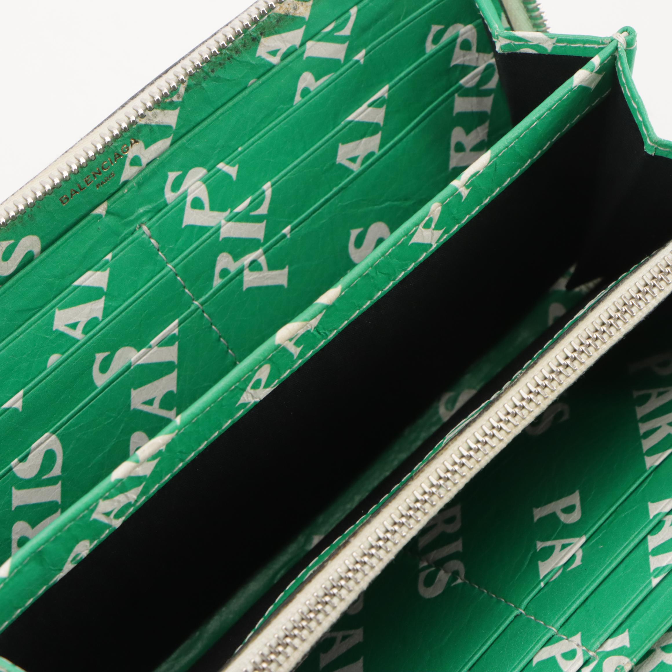 Balenciaga Paris Bazar Zip-Around Wallet in Crinkled Calfskin Leather