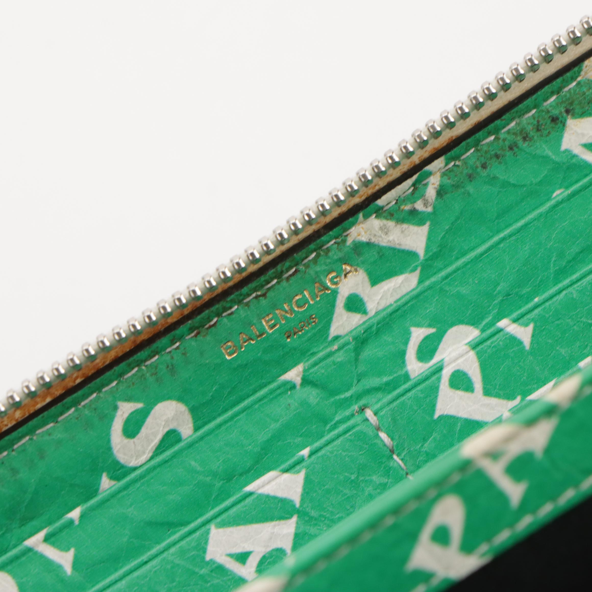 Balenciaga Paris Bazar Zip-Around Wallet in Crinkled Calfskin Leather