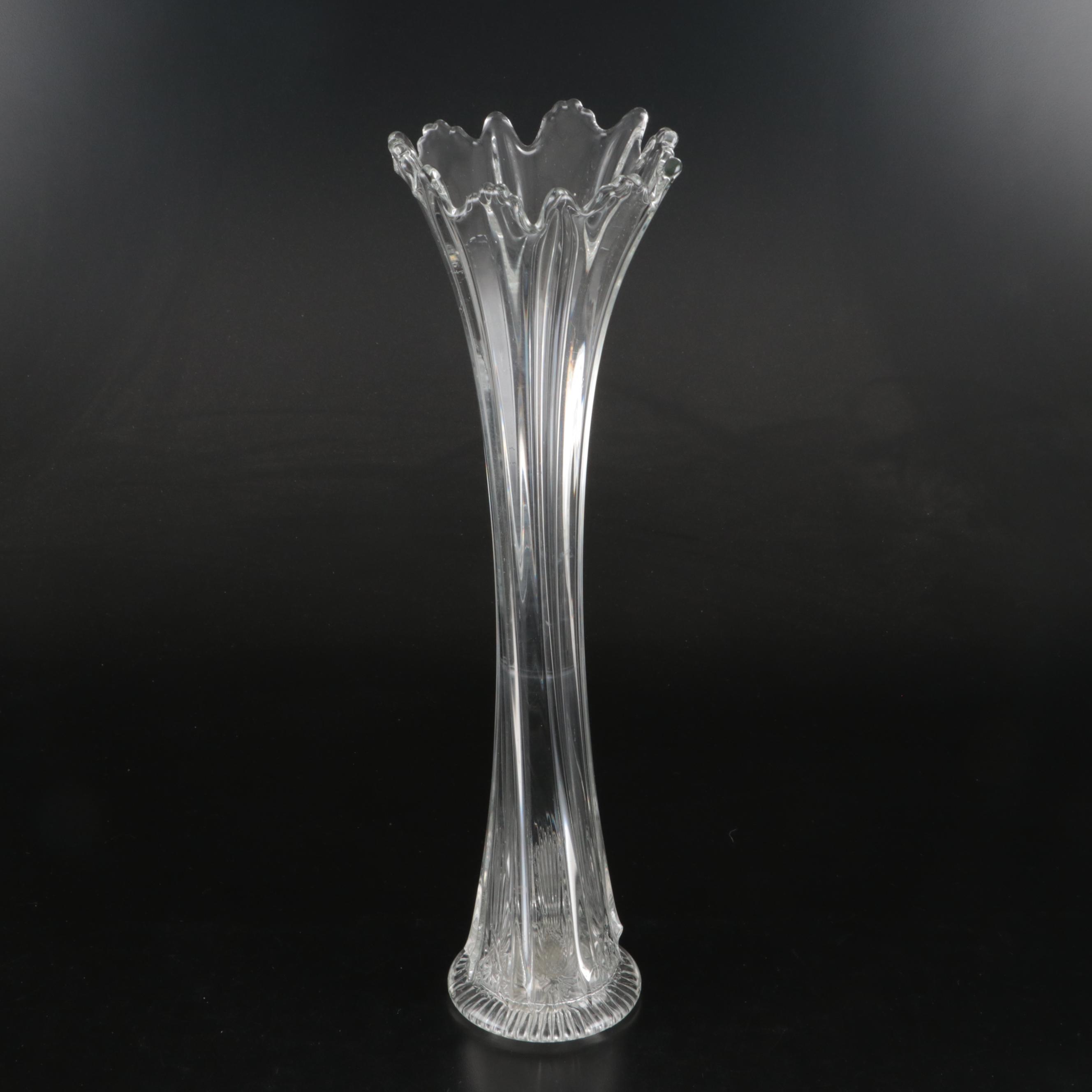 Fluted Glass Vase, Glass Citrus Juicer, Glass Trifle Bowl, and Handkerchief Bowl
