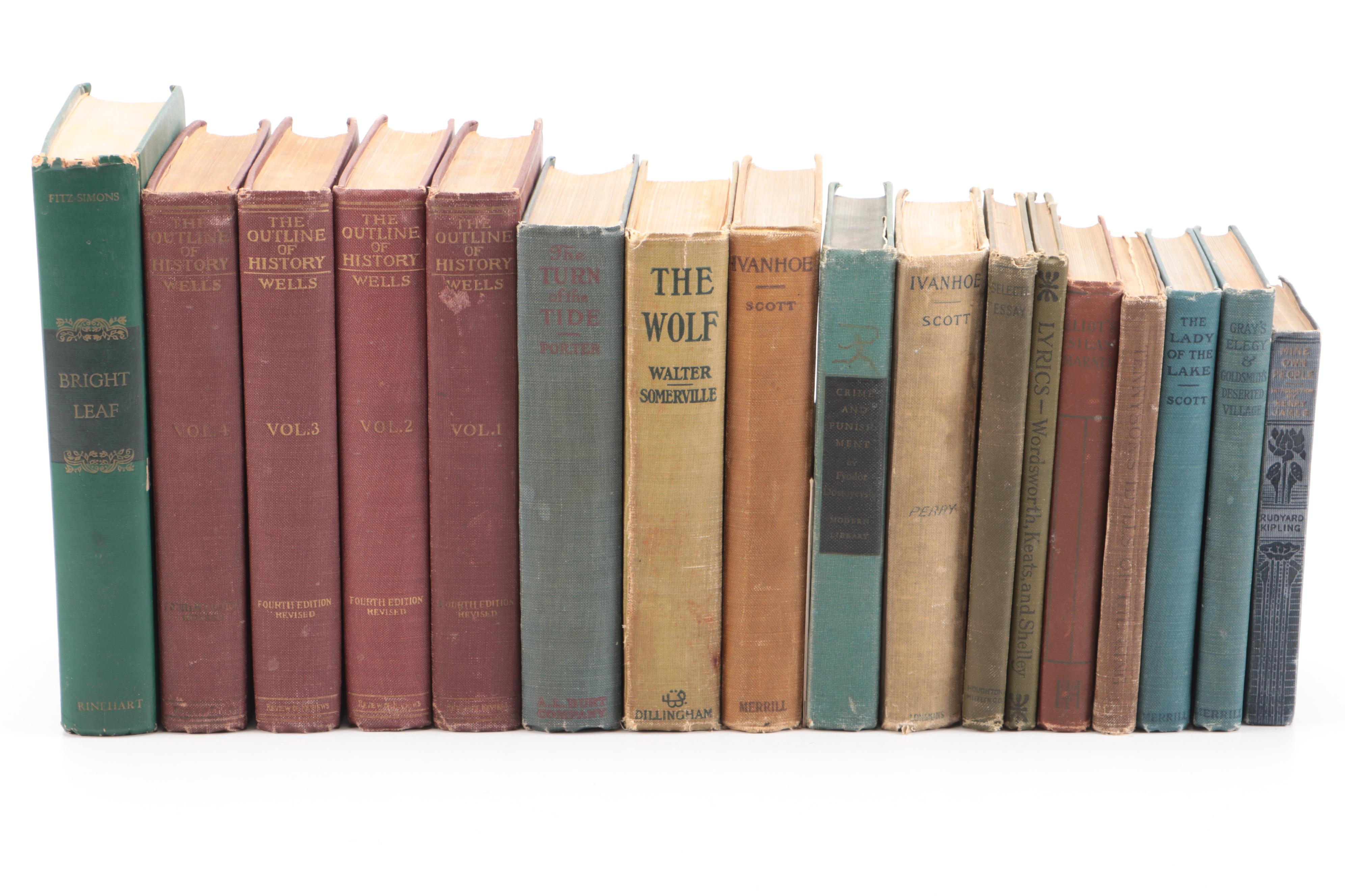 "Crime and Punishment" by Fyodor Dostoevsky with More Literary and History Books