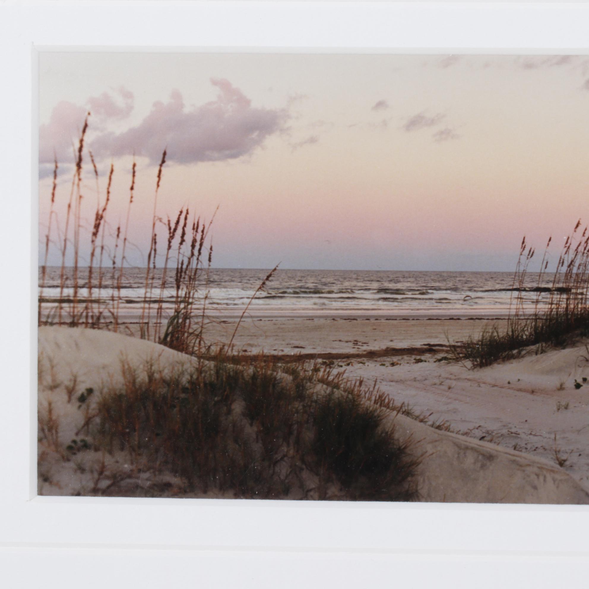 Steve Vaughn Panoramic Photograph of Beach Scene at Sunset