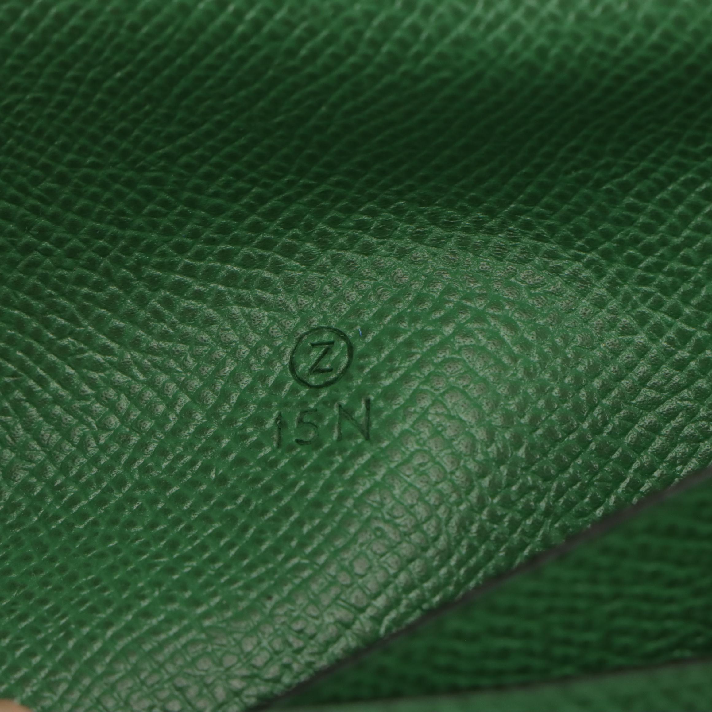 Hermès Vision Checkbook Agenda Cover in Kelly Green Courchevel Leather, With Box