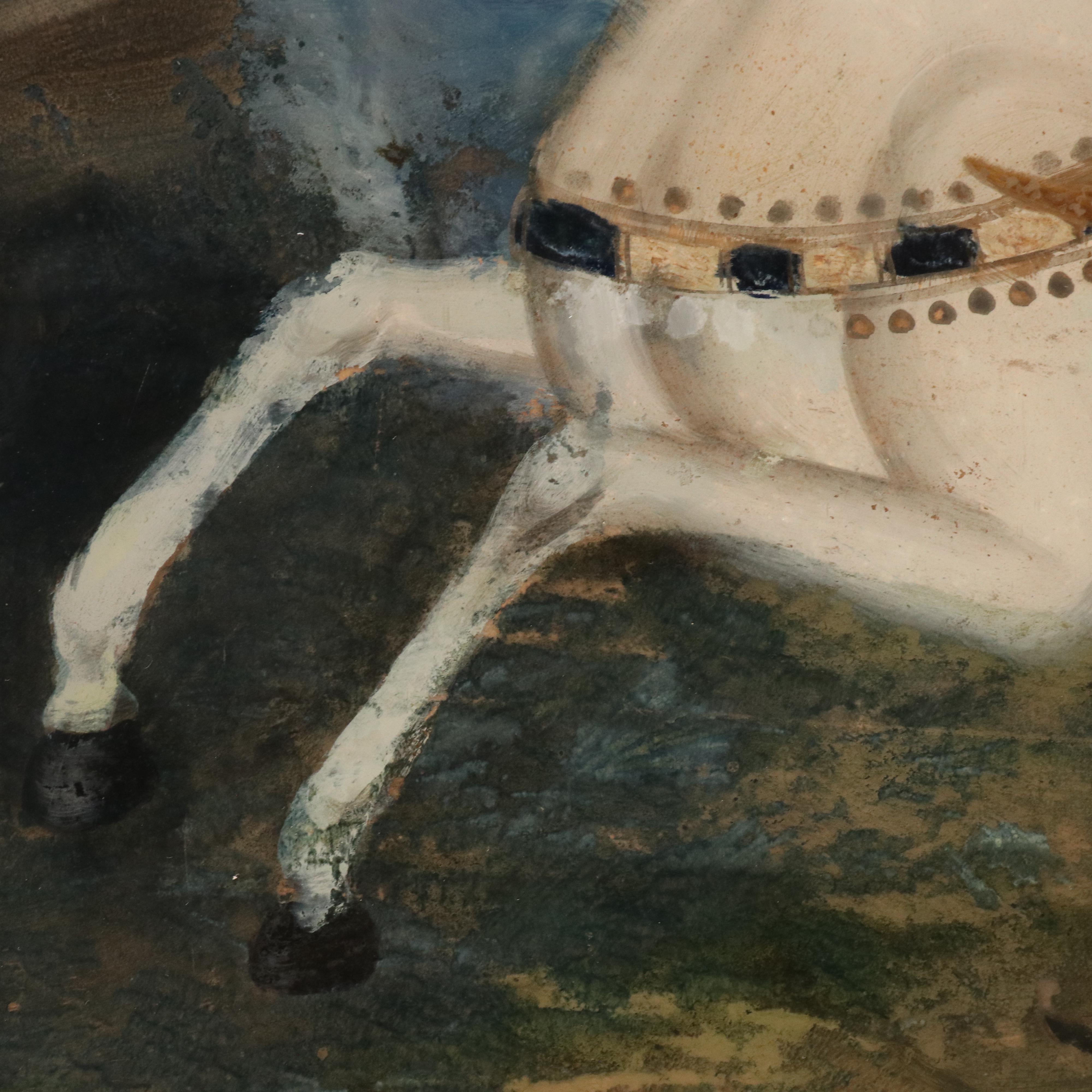 Antique Indian School Reverse Painting on Glass, 19th Century