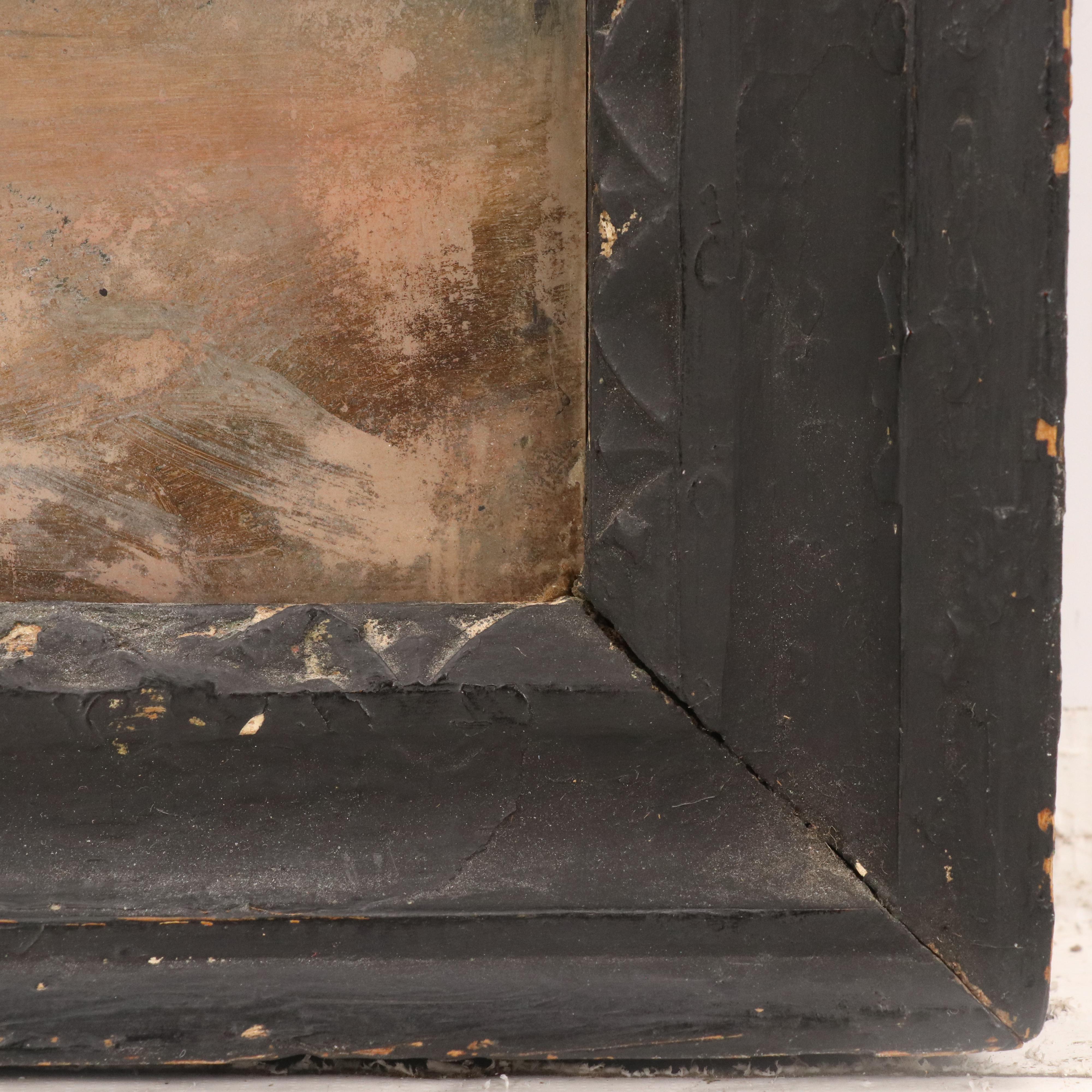 Antique Indian School Reverse Painting on Glass, 19th Century