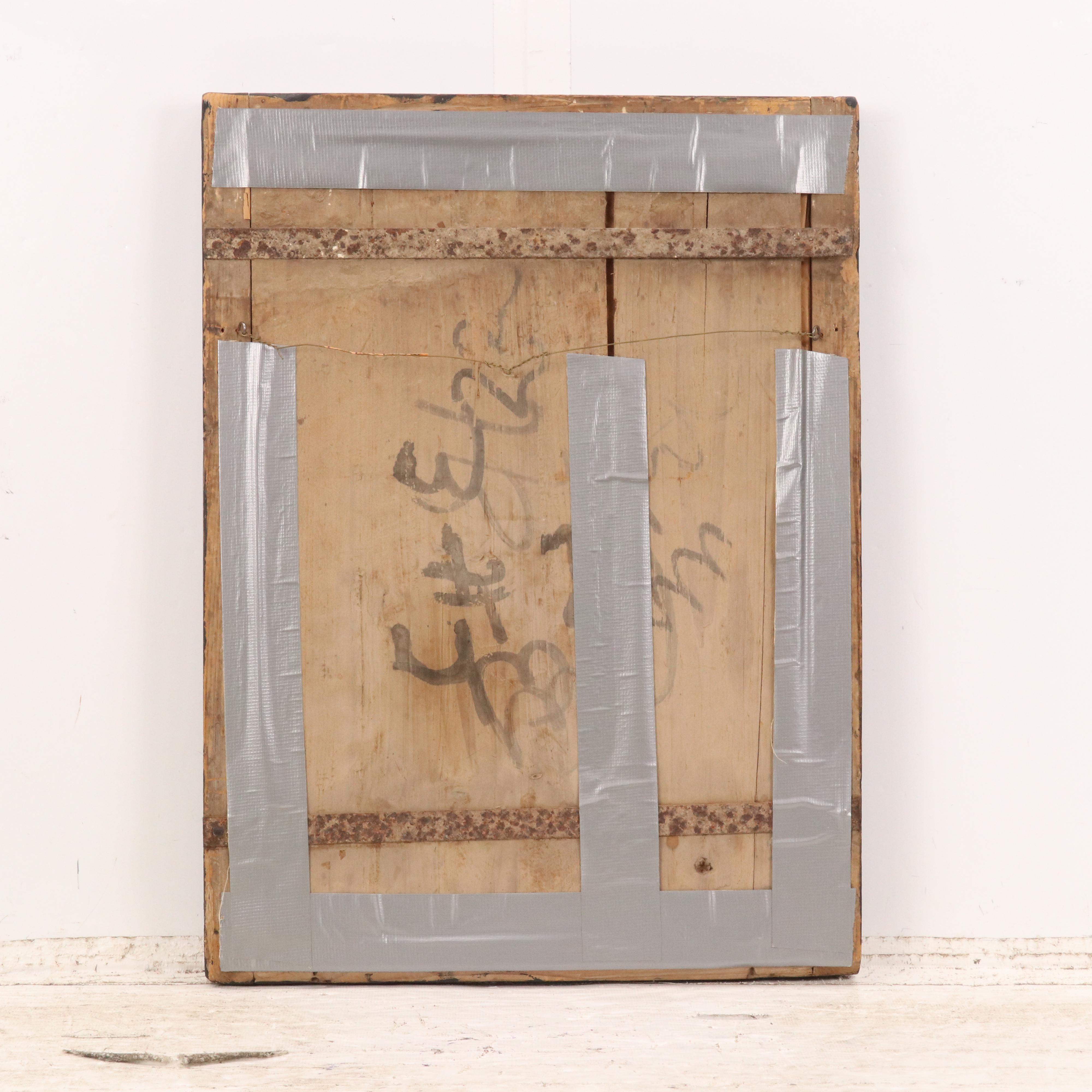 Antique Indian School Reverse Painting on Glass, 19th Century