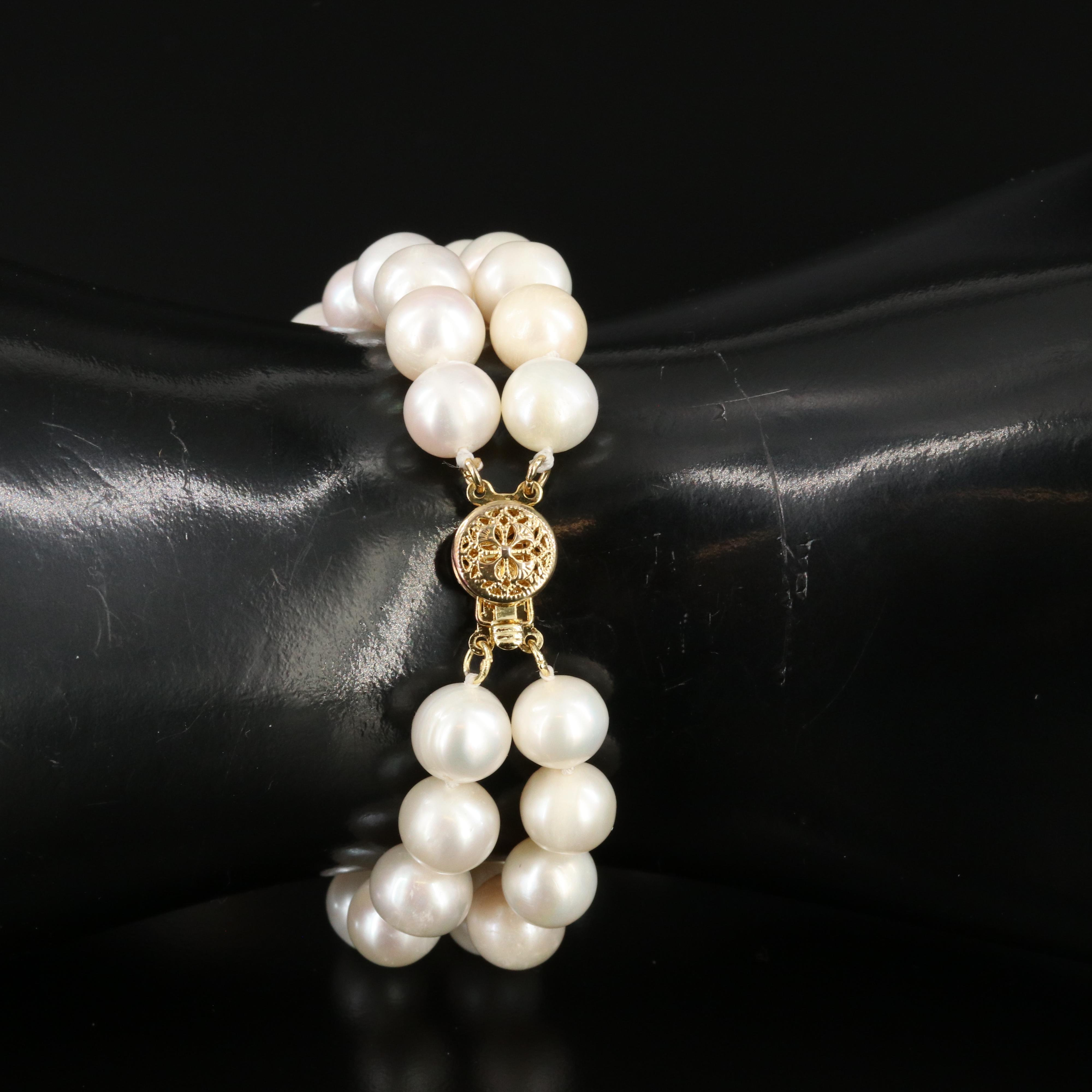 Pearl Double Row Bracelet with 14K Clasp