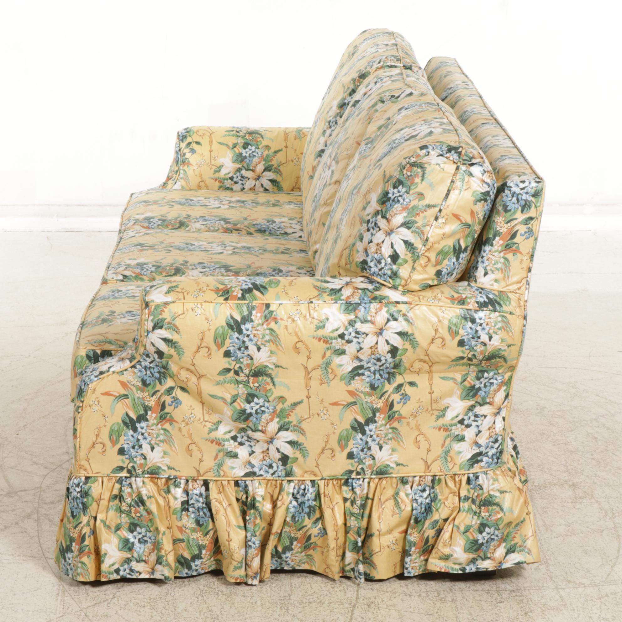 Berne Furniture "St. James Collection" Sofa with Floral Slip-Cover
