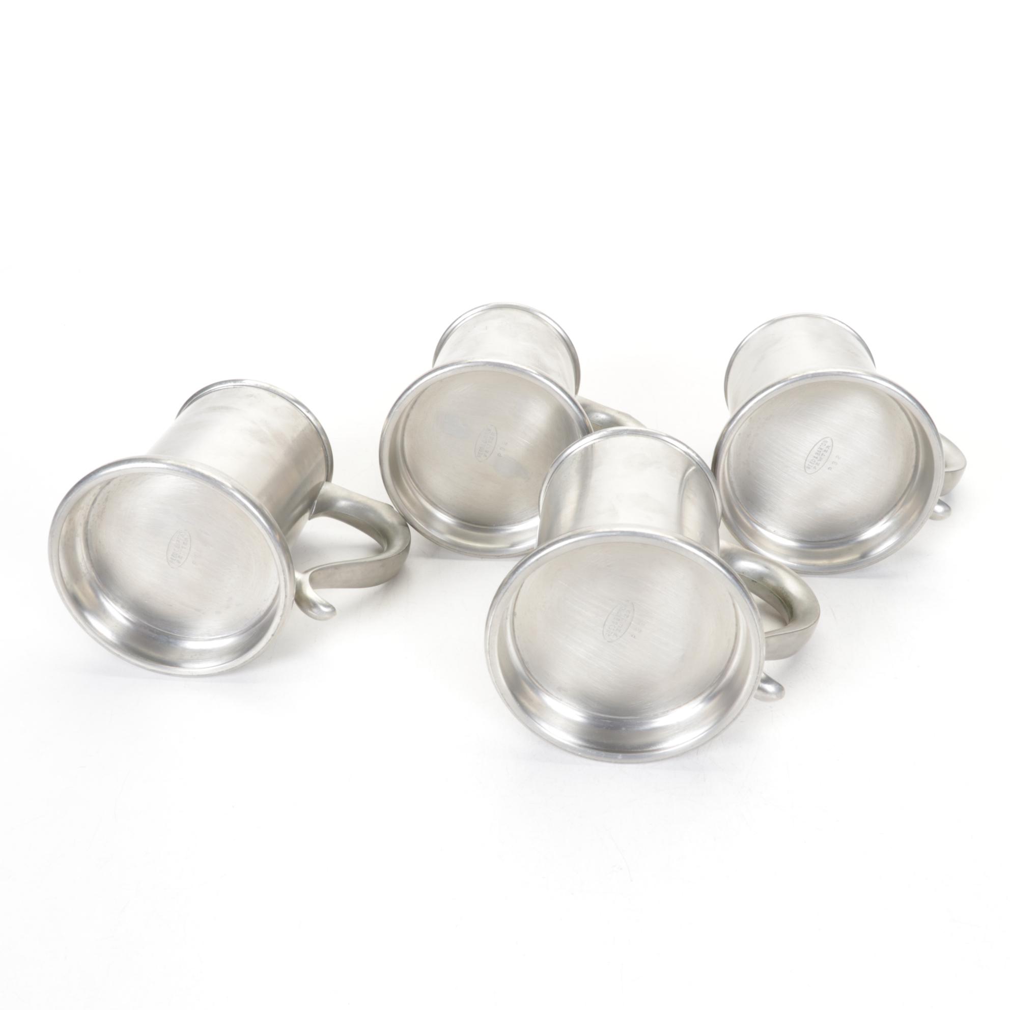 Reed & Barton Rufus Dunham Reproduction Pewter Pitcher with Tumblers and Tray