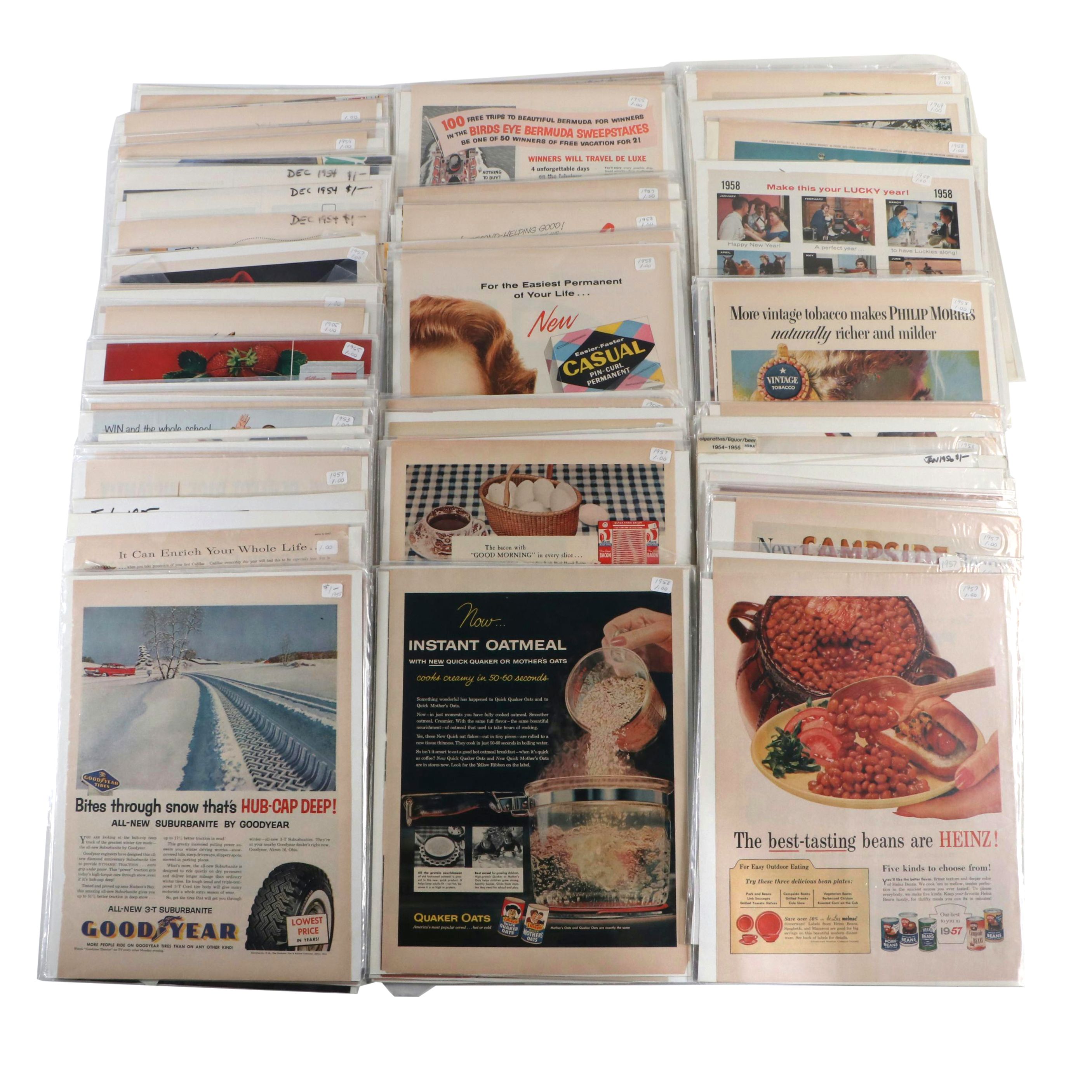 Cadillac, Betty Crocker, Kellogg's and Other Magazine Pages, Mid-20th Century