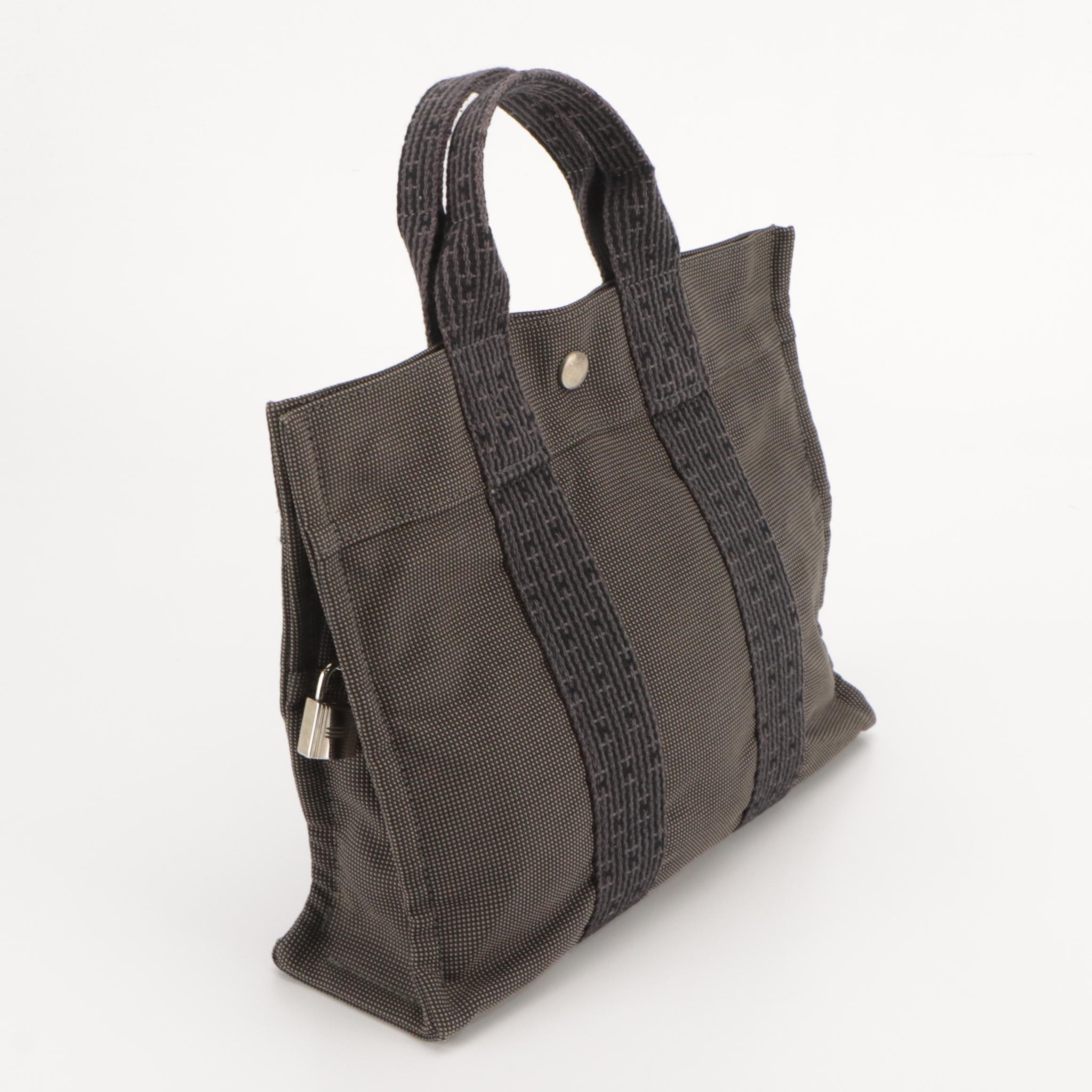 Hermès Herline Fourre-Tout PM Zip Tote in Grey Nylon Canvas