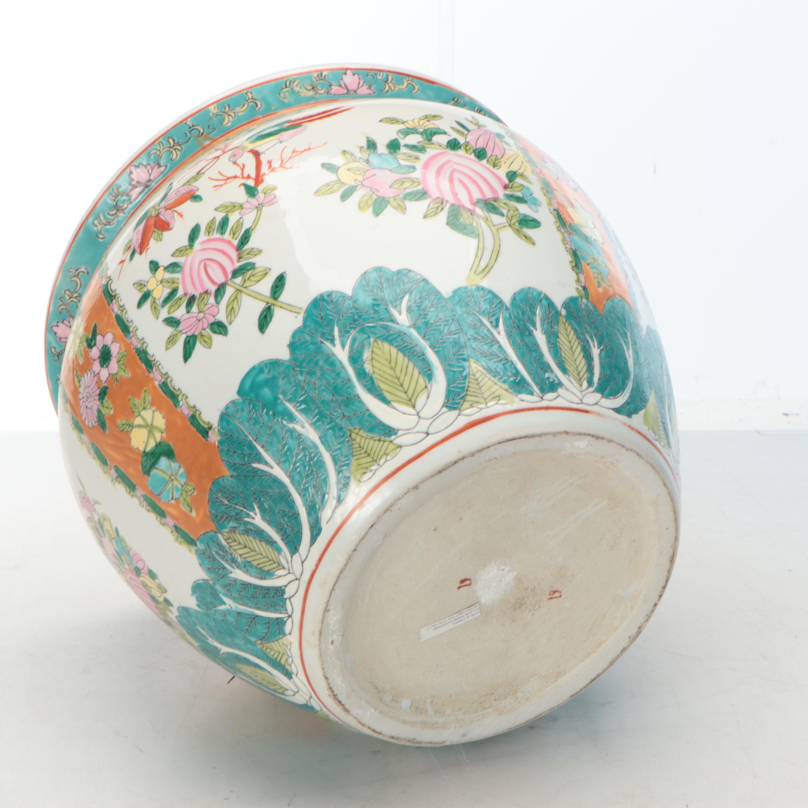 Chinese Hand-Painted Porcelain Fishbowl Planter