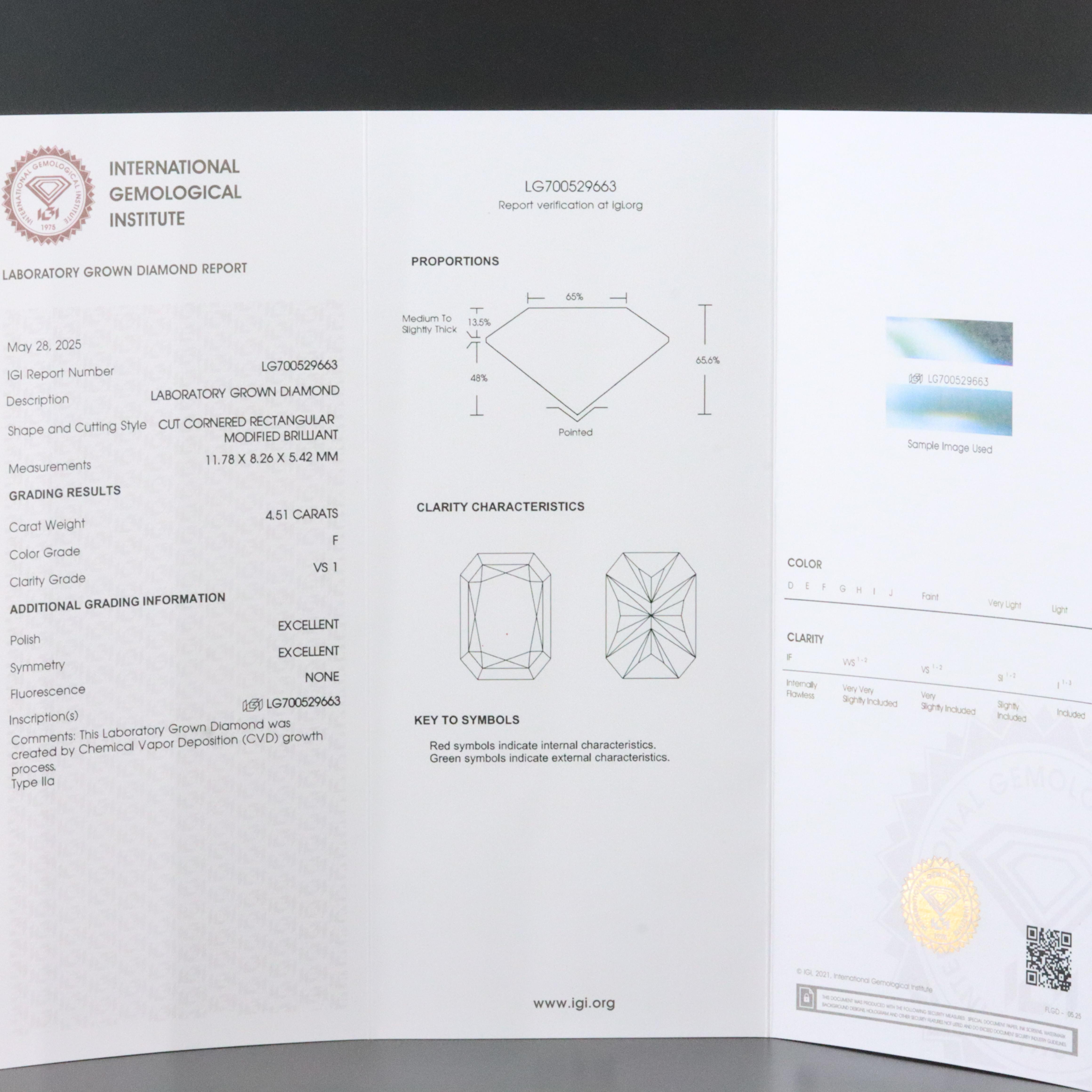 14K 4.51 CT Lab Grown Diamond Solitaire Pendant with IGI Report