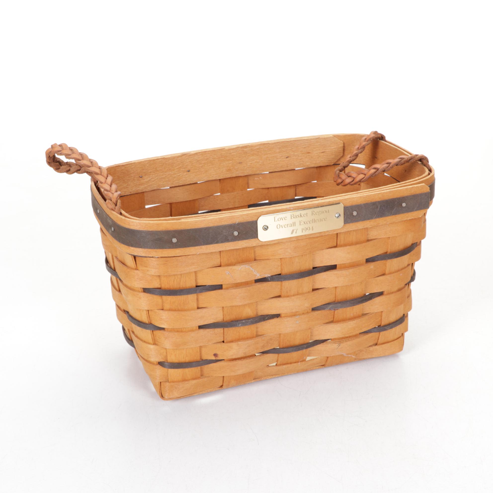 Longaberger "Love Basket" & Other Woven Maple Baskets