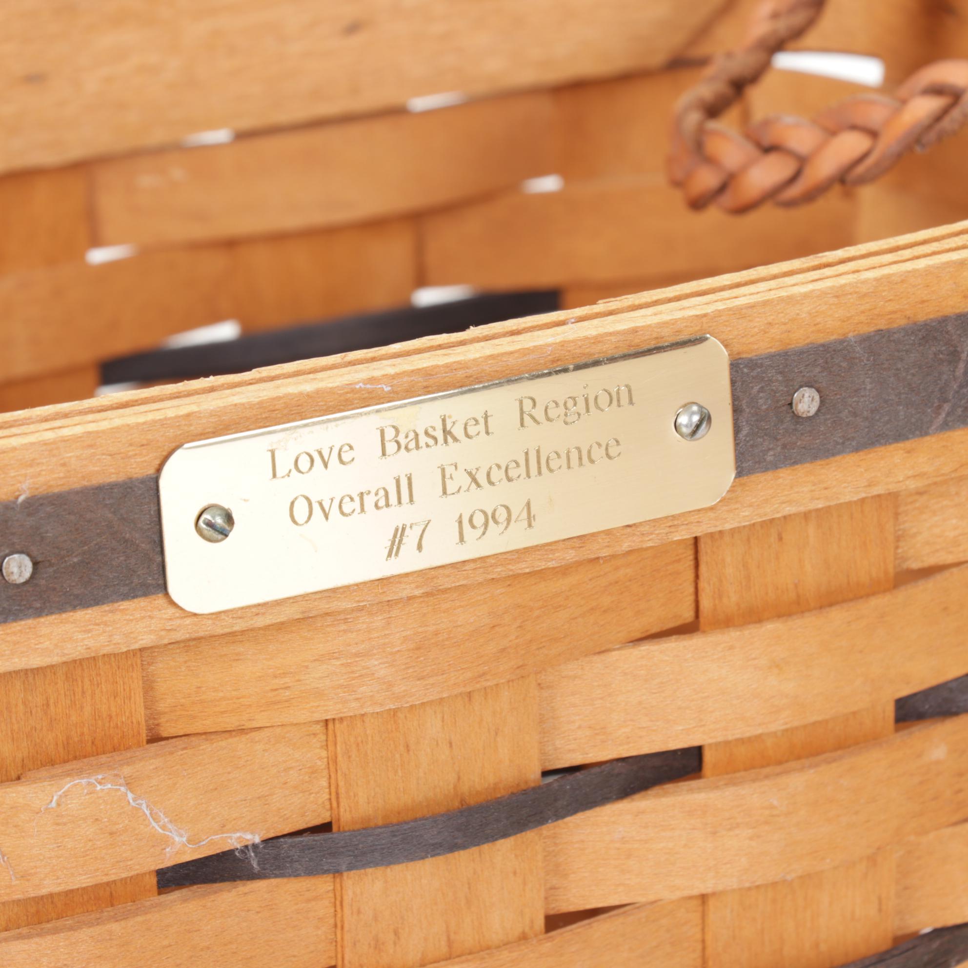 Longaberger "Love Basket" & Other Woven Maple Baskets