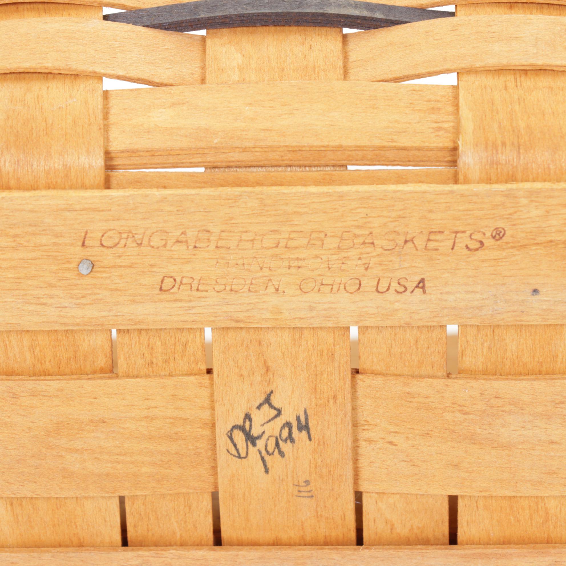 Longaberger "Love Basket" & Other Woven Maple Baskets