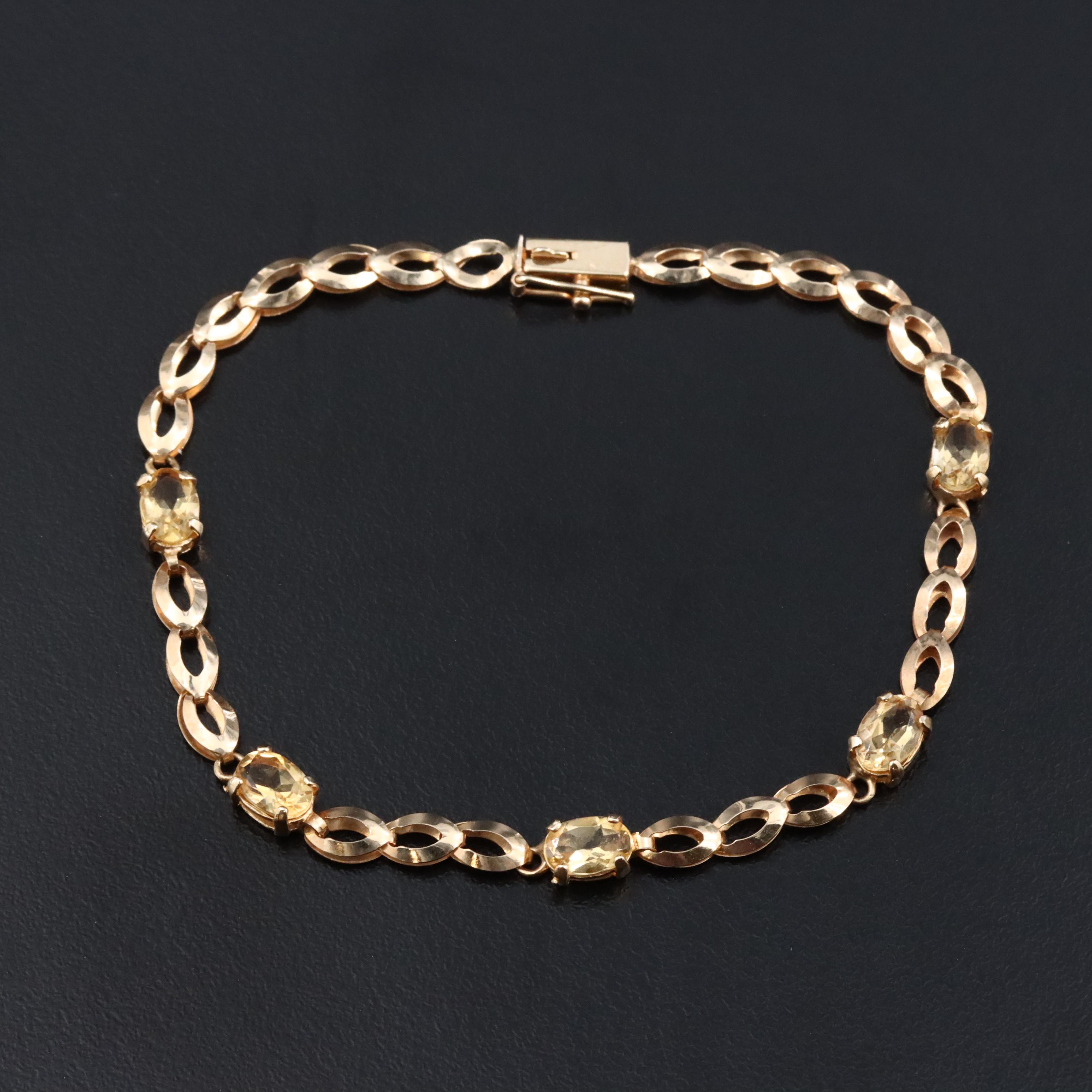 14K Citrine Station Bracelet
