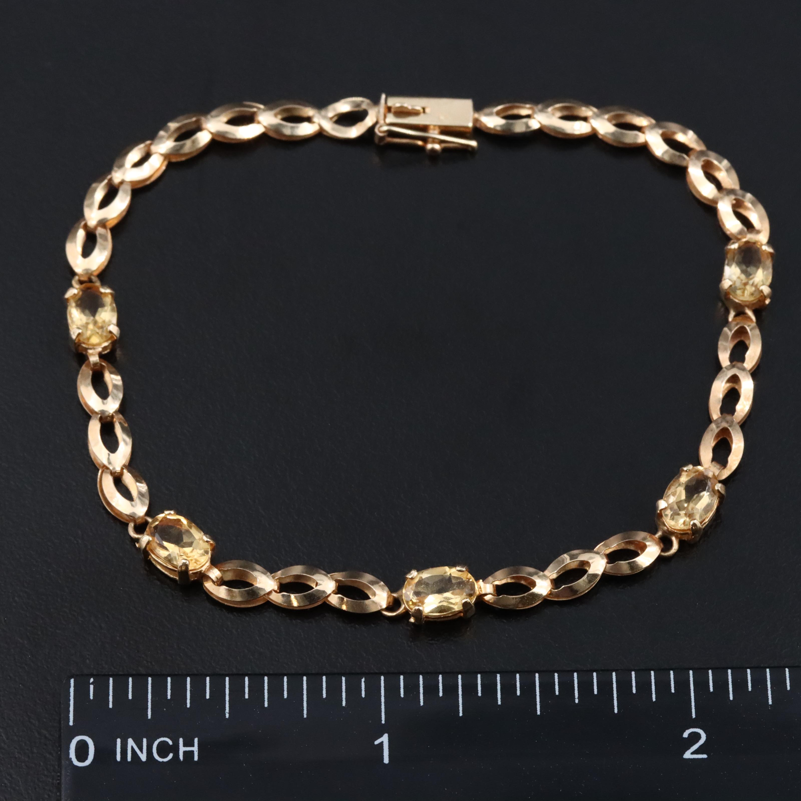 14K Citrine Station Bracelet