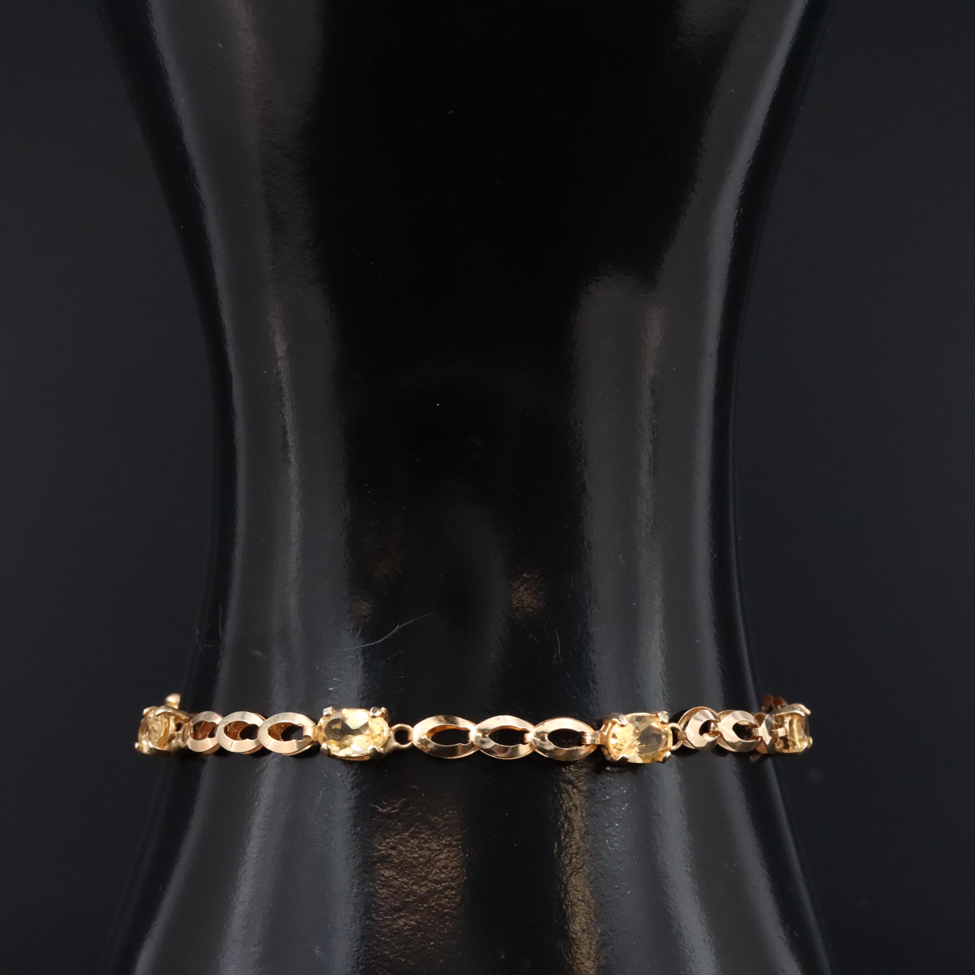 14K Citrine Station Bracelet