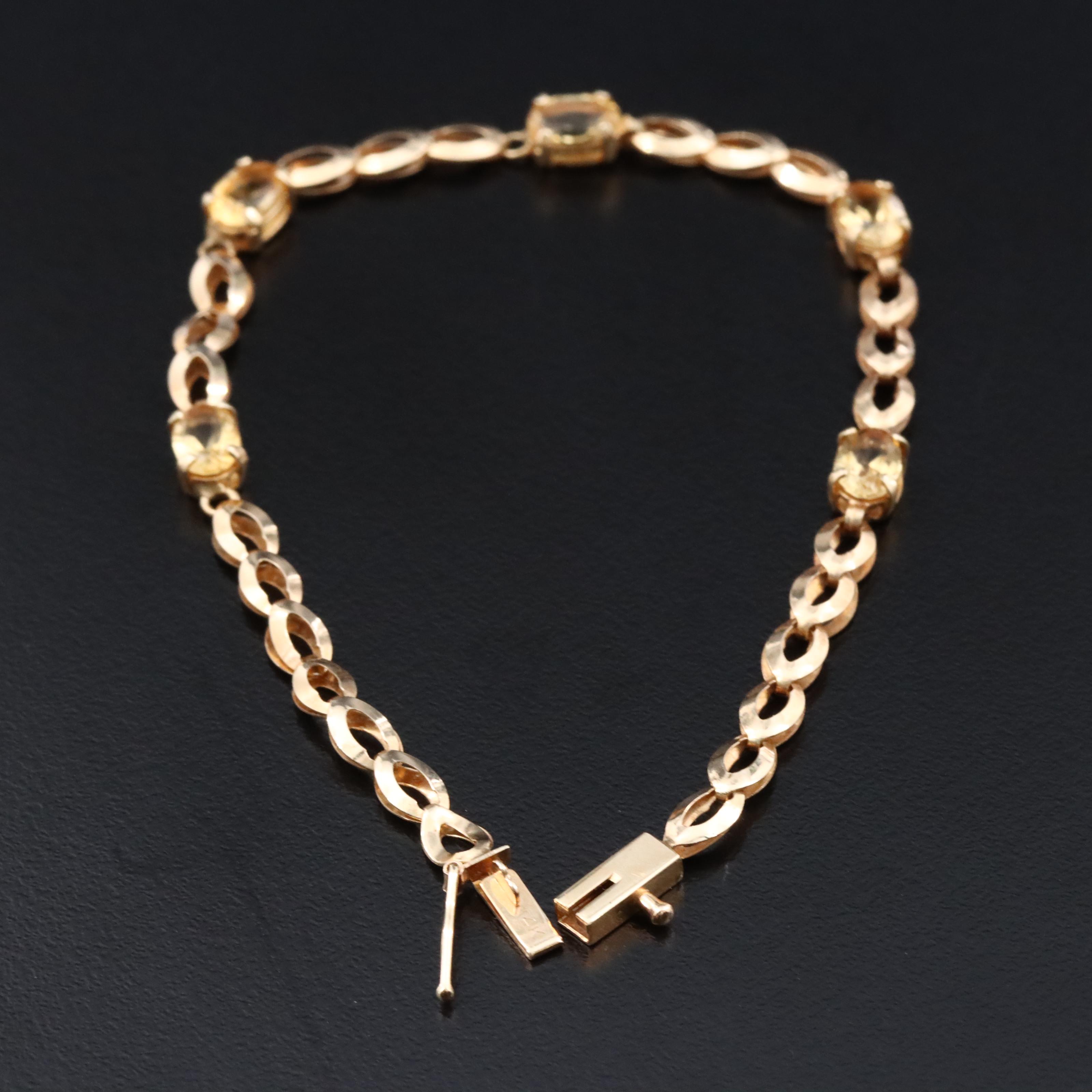 14K Citrine Station Bracelet