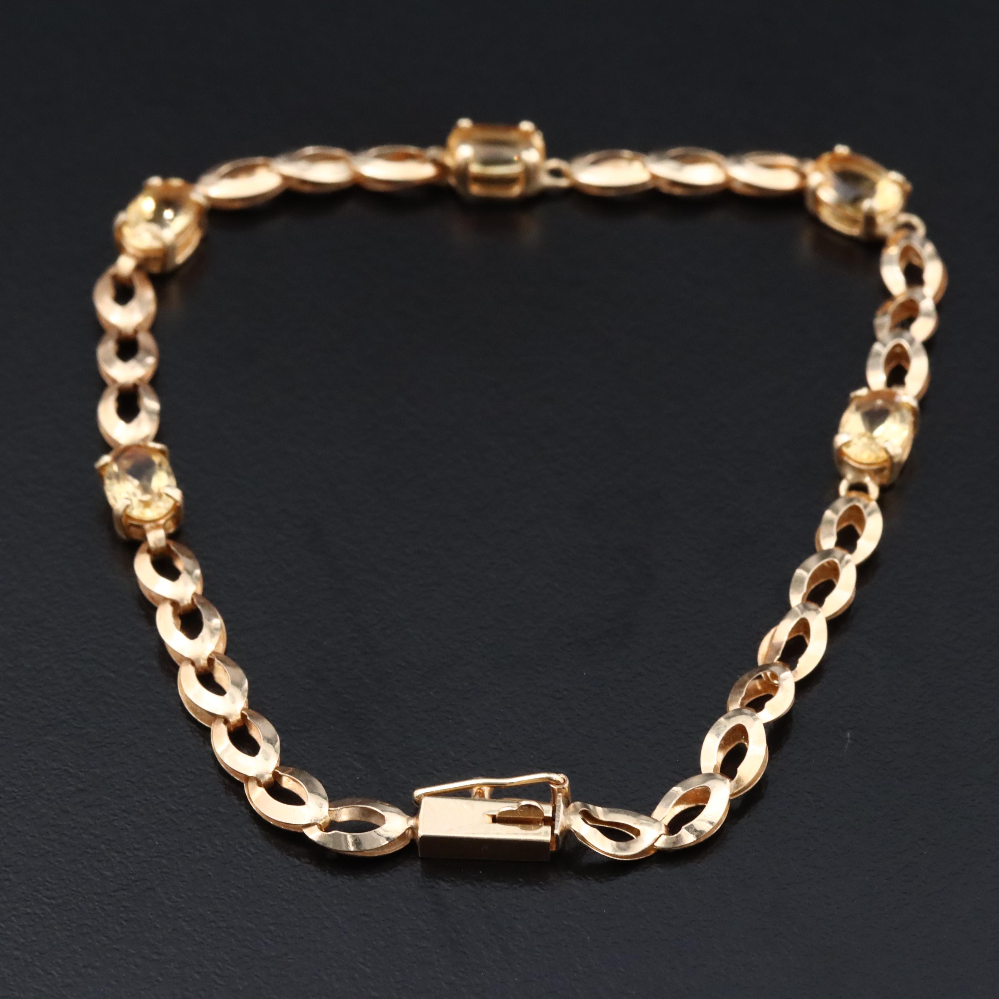 14K Citrine Station Bracelet