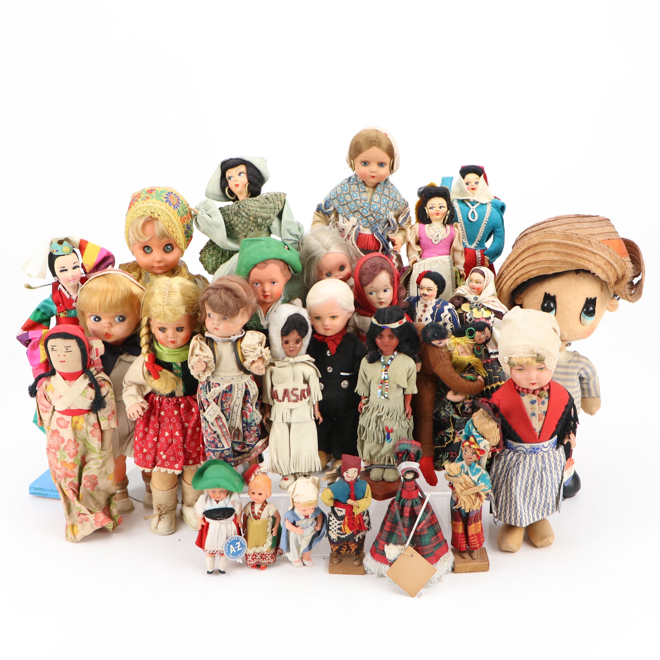 Vintage Cloth and Other Souvenir Dolls in Traditional Dress, 20th Century