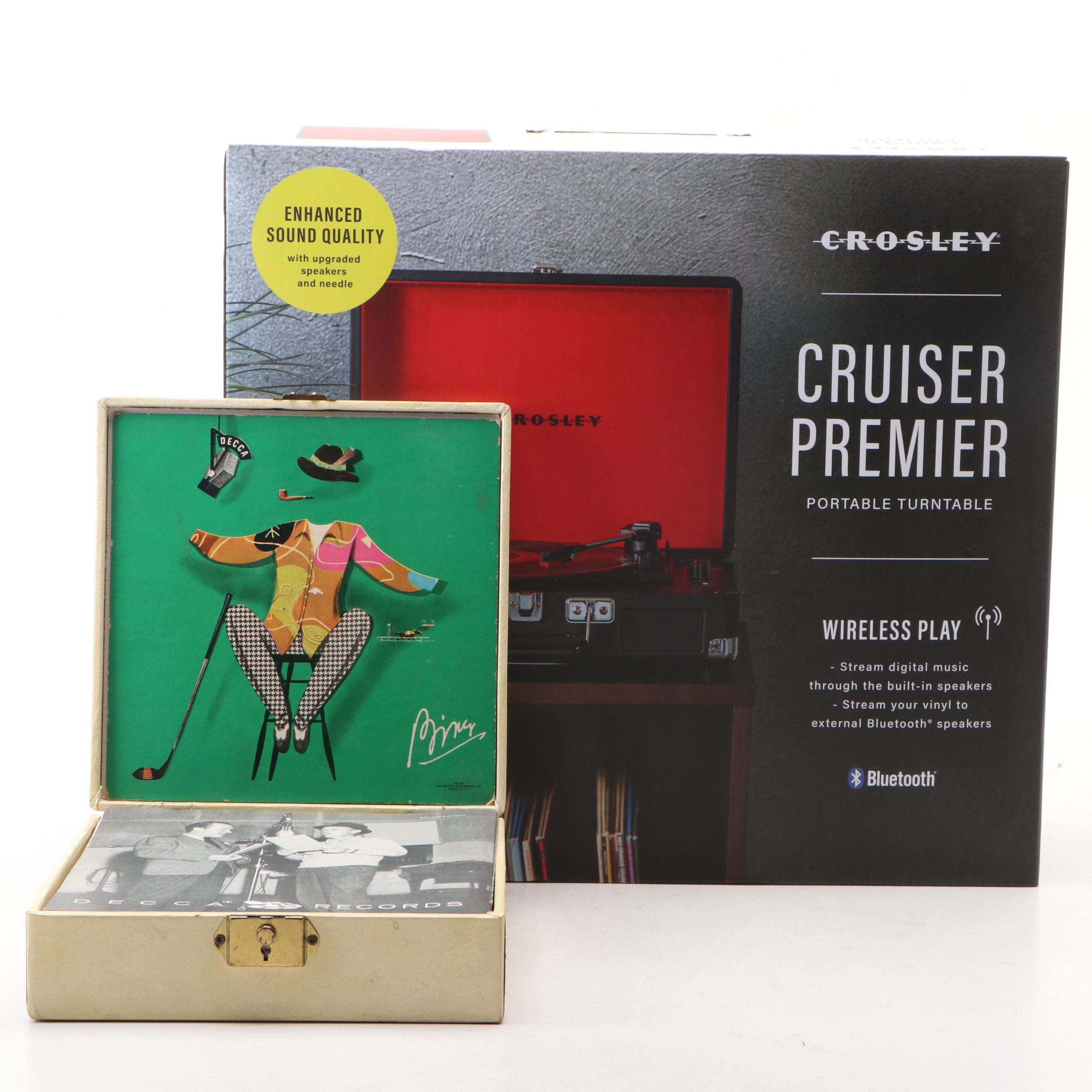 Crosley "Cruiser Premier" Bluetooth Portable Turntable with Records