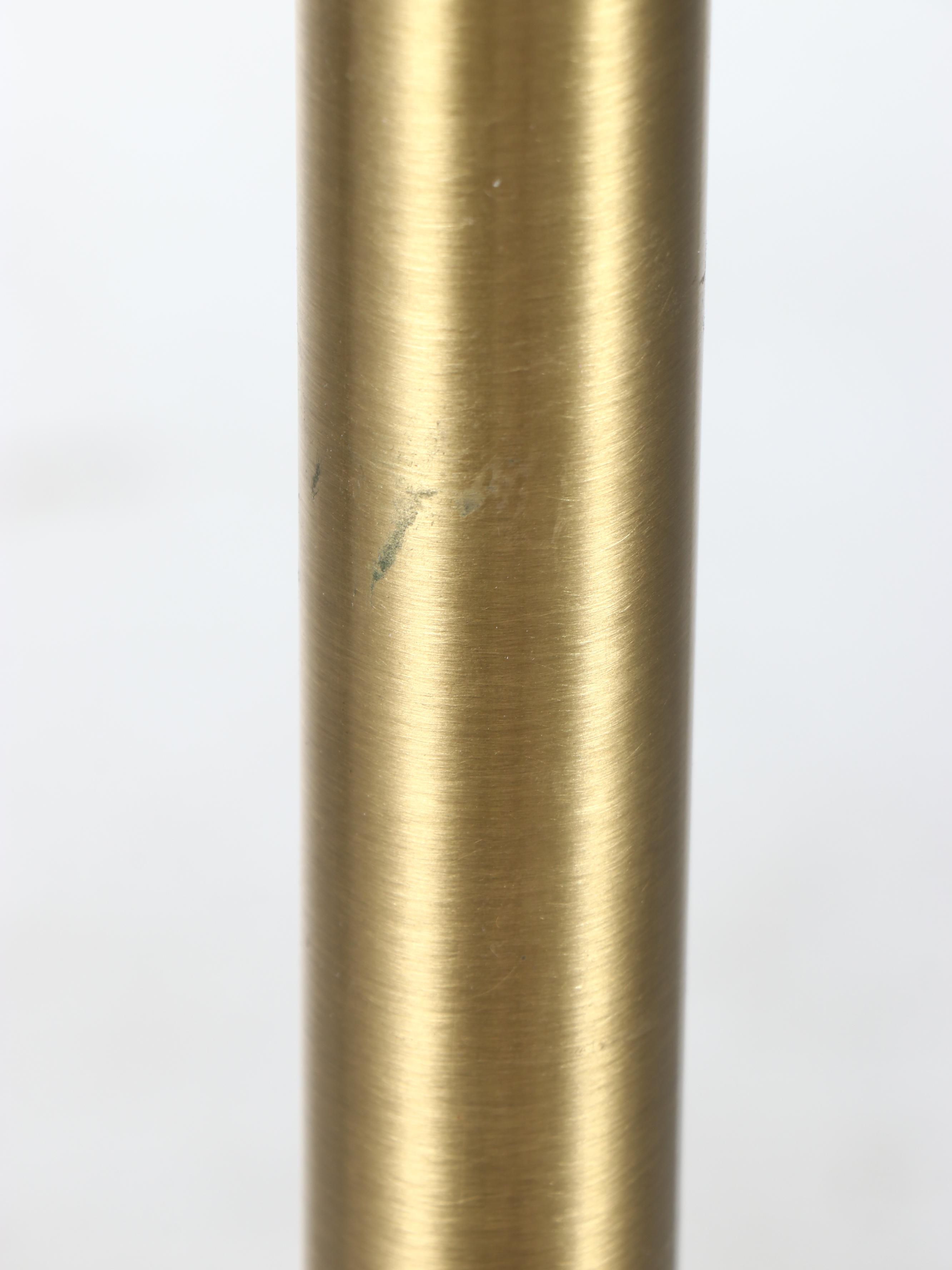 Neoclassical Style Brushed Brass Bouillotte Floor Lamps with Silk Shades, 21st C