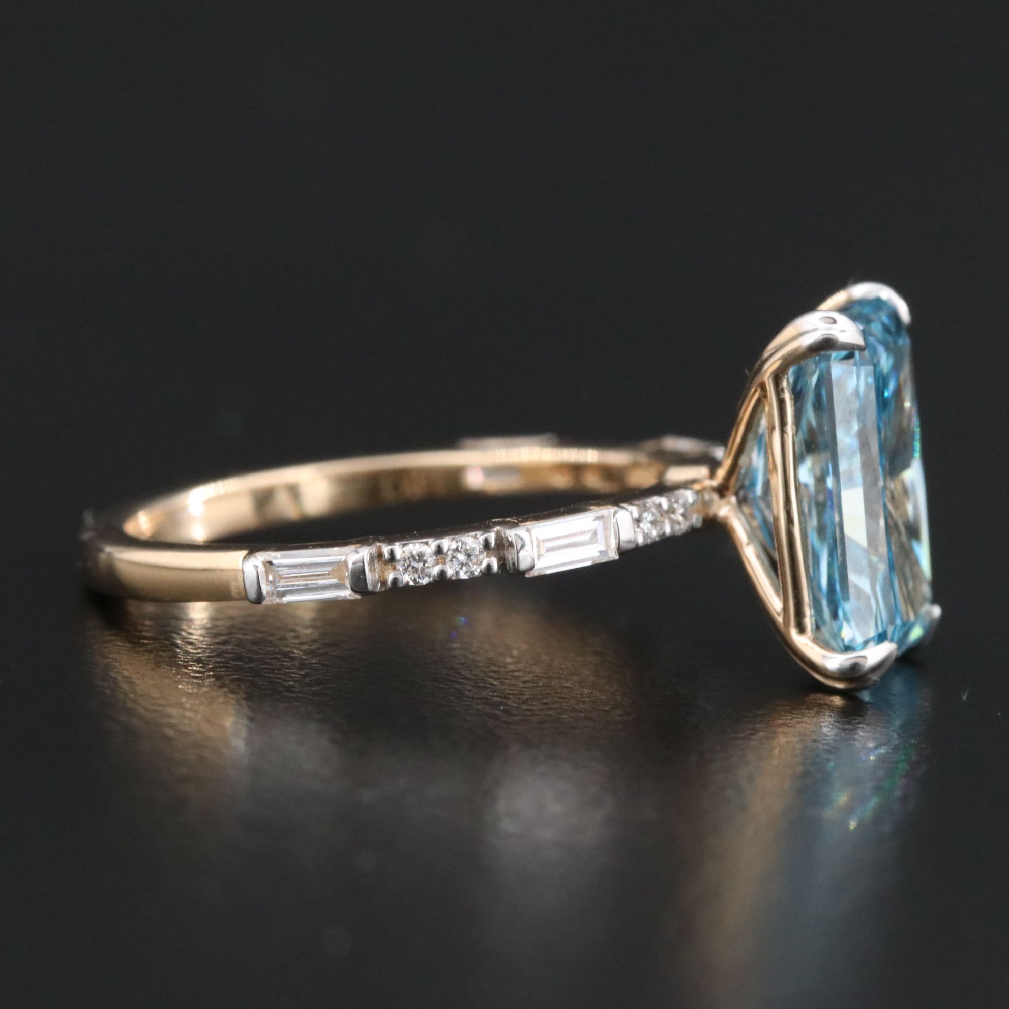 14K 3.80 CTW Lab Grown Diamond Ring with Fancy Blue Center and IGI Report