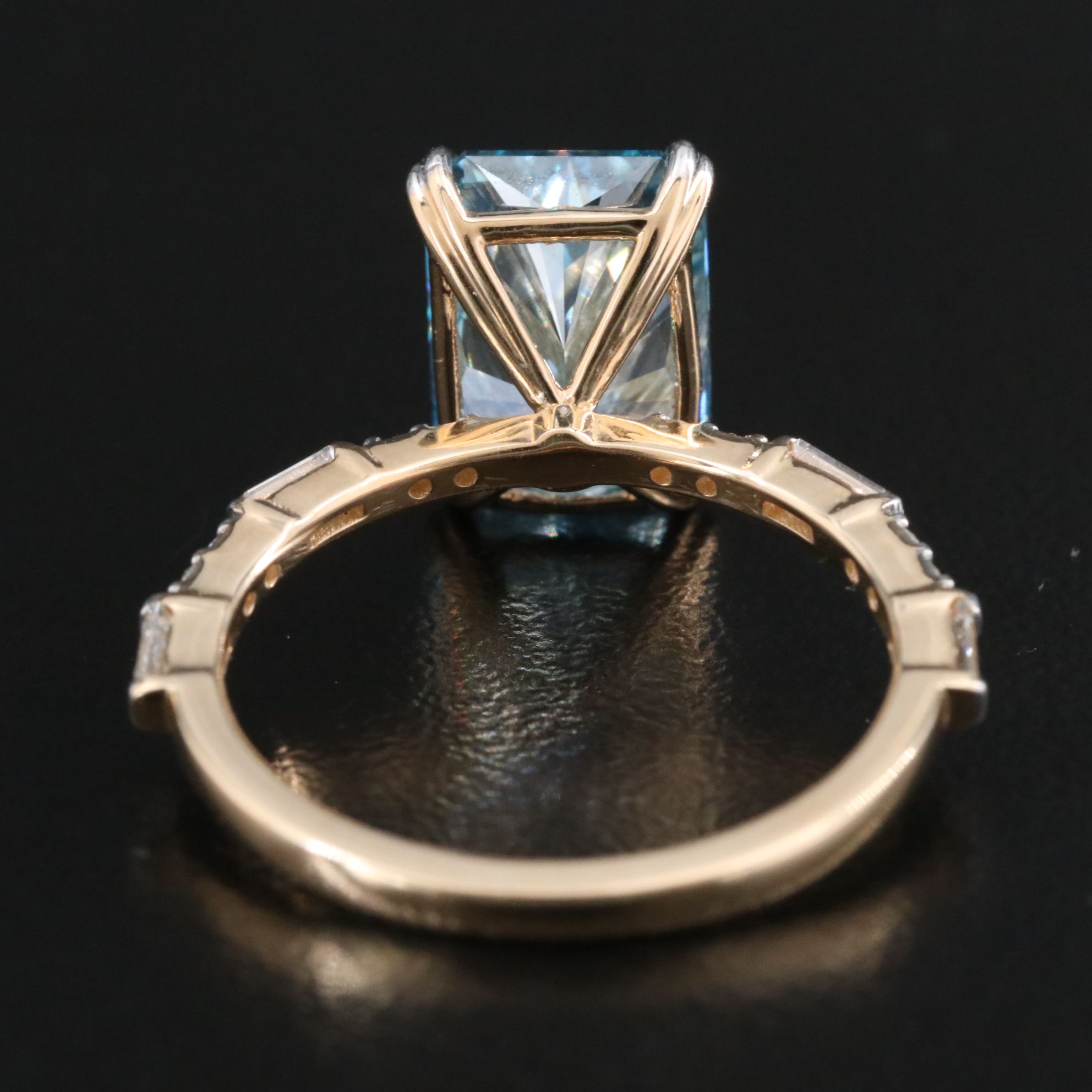 14K 3.80 CTW Lab Grown Diamond Ring with Fancy Blue Center and IGI Report