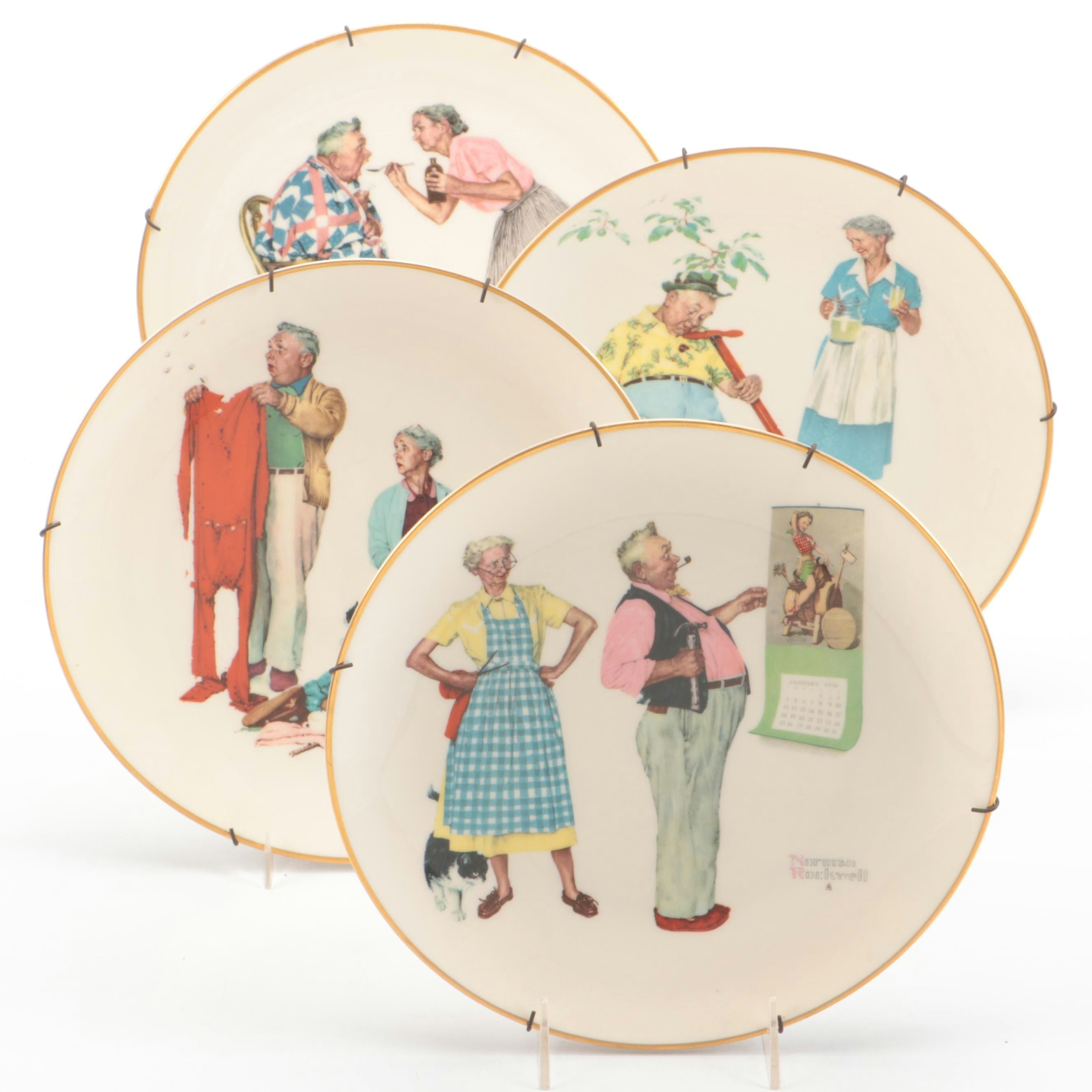 Gorham Limited Edition The Four Seasons Norman Rockwell Collector Plates, 1978