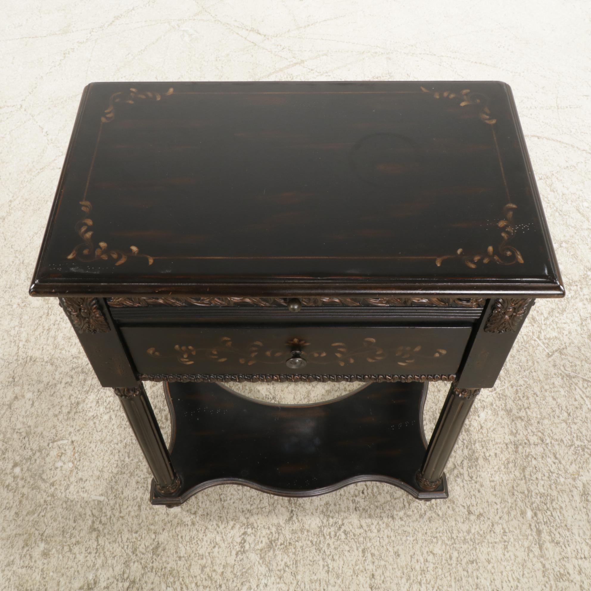 Neoclassical Ebonized Wood Accent Table, 21st Century