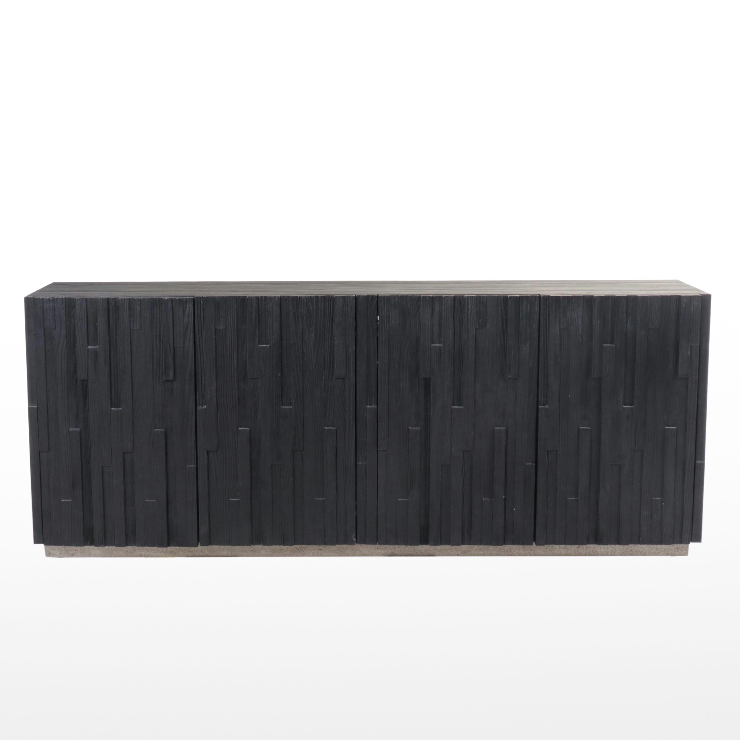 Modern Ebonized Wood Media Cabinet