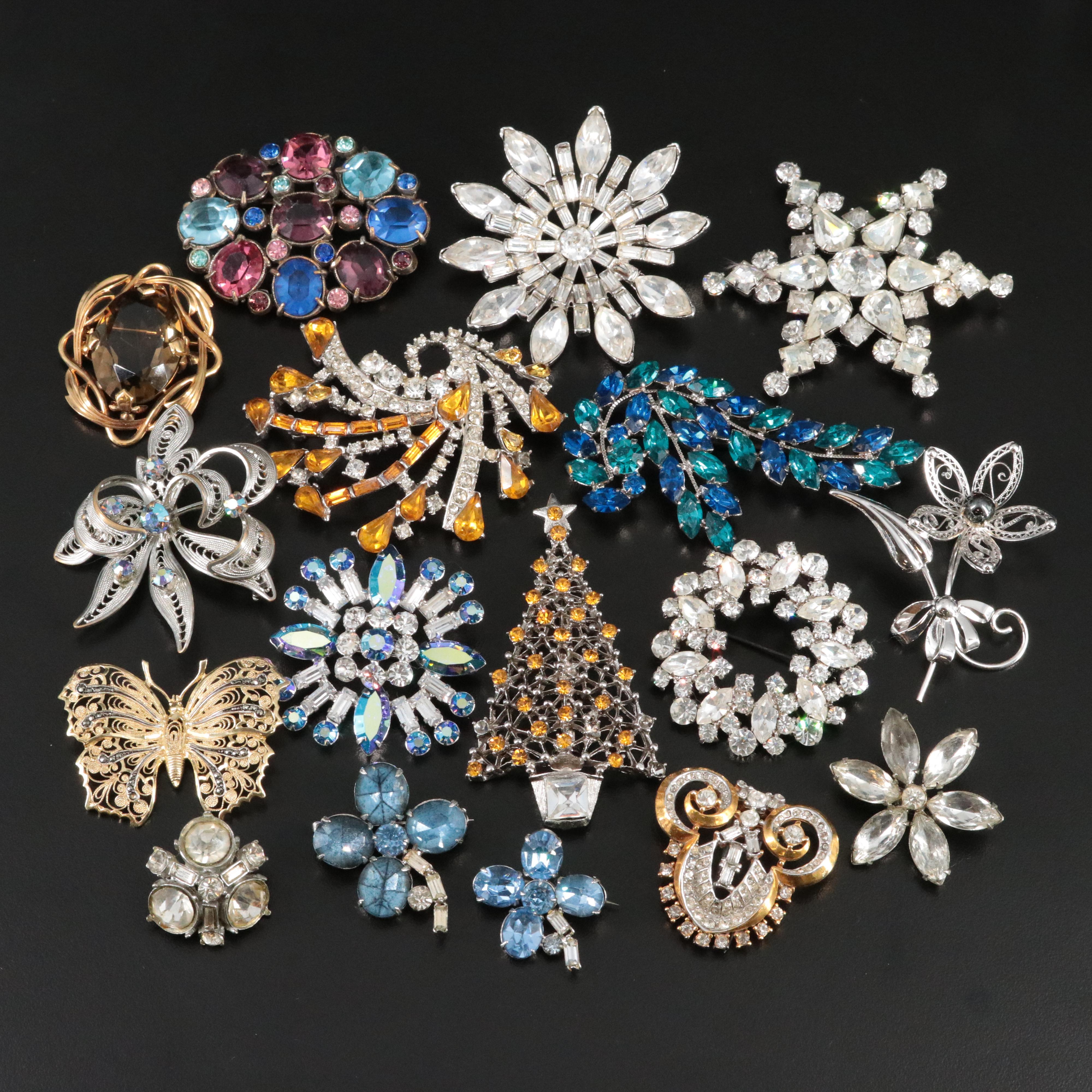 Vintage Gemstone Brooch Collection Featuring B. David